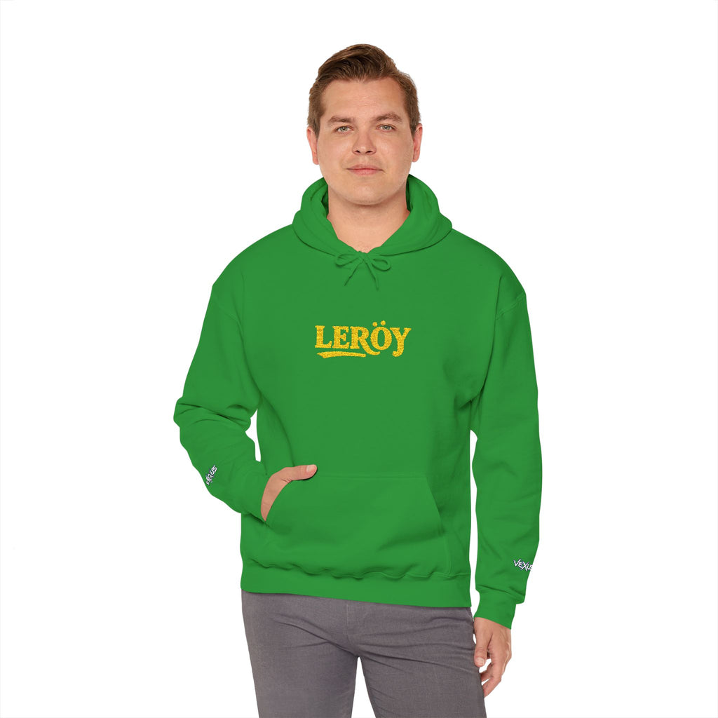 Leroy Floral Script Hoodie — White Cozy Name Graphic Sweatshirt