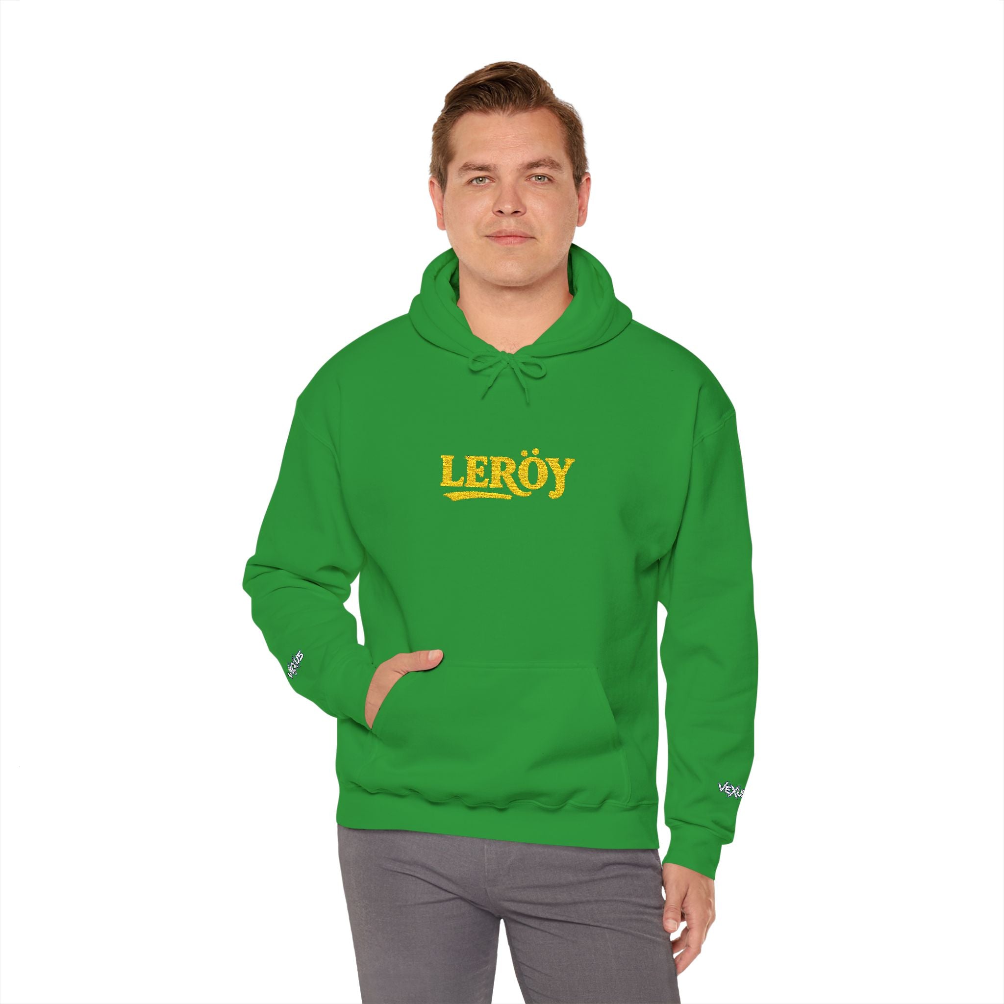 Leroy Floral Script Hoodie — White Cozy Name Graphic Sweatshirt