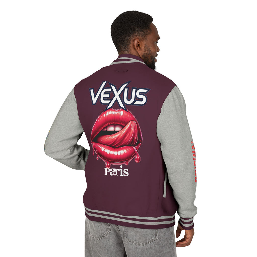 Letterman Jacket — VEXUS Paris Graphic Varsity Jacket with Lip Logo
