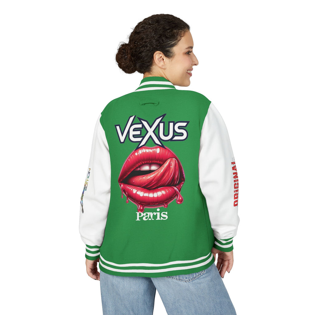 Letterman Jacket — VEXUS Paris Graphic Varsity Jacket with Lip Logo