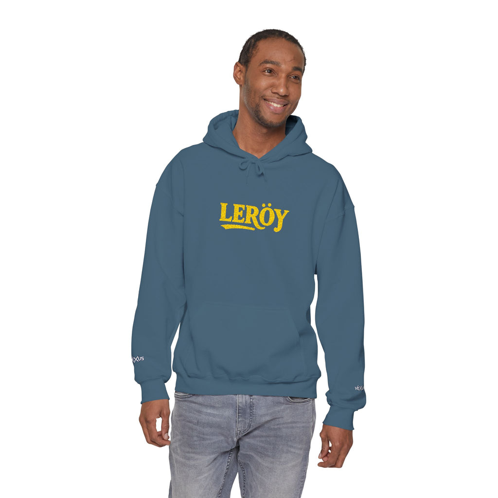 Leroy Floral Script Hoodie — White Cozy Name Graphic Sweatshirt