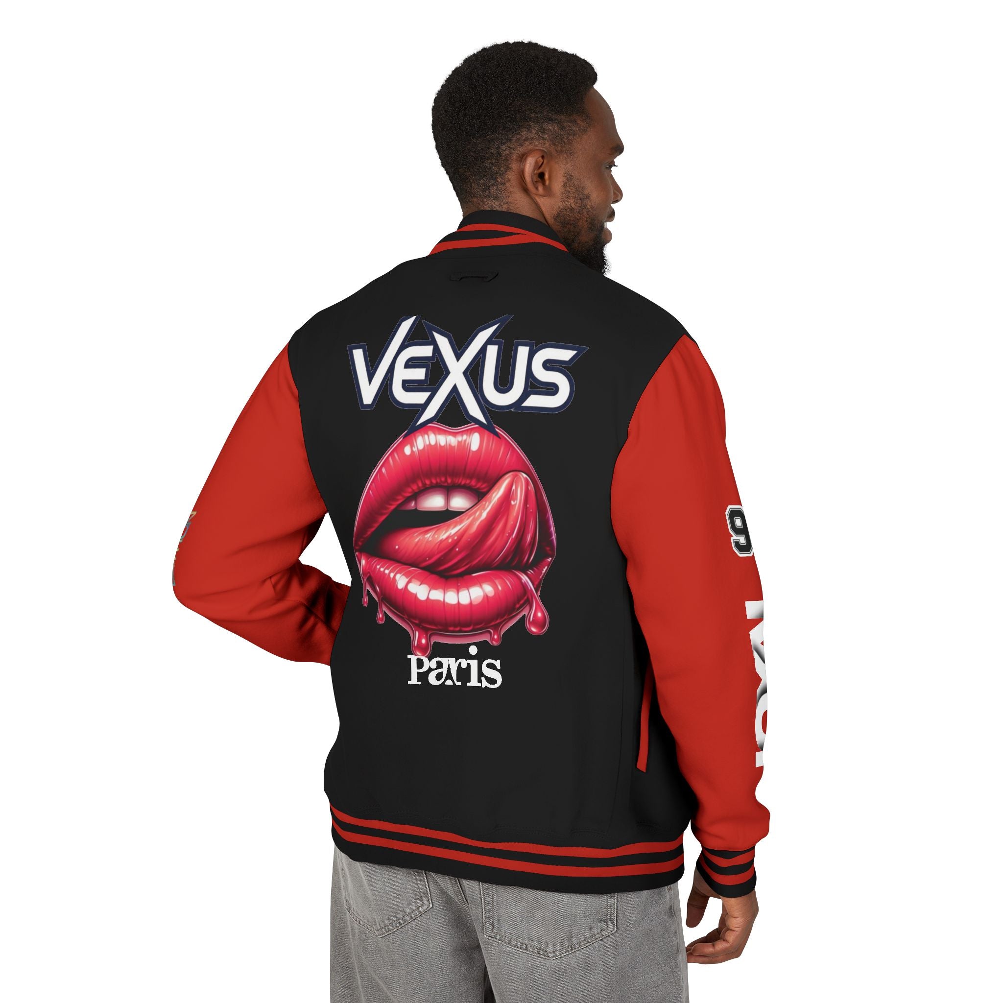Letterman Jacket — VEXUS Paris Graphic Varsity Jacket with Lip Logo