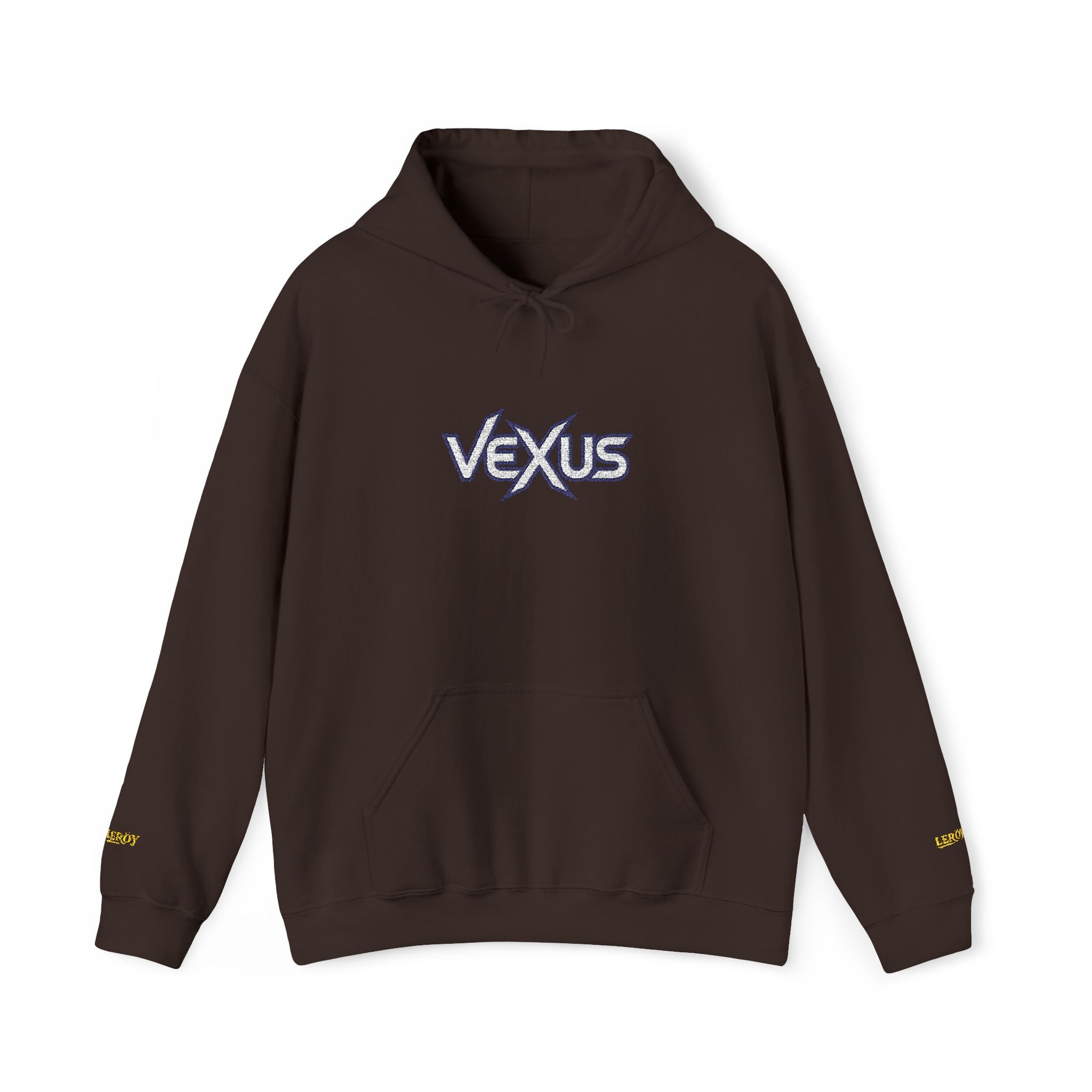 Vexus Logo Hoodie — White Streetwear Pullover with Distressed Graphic