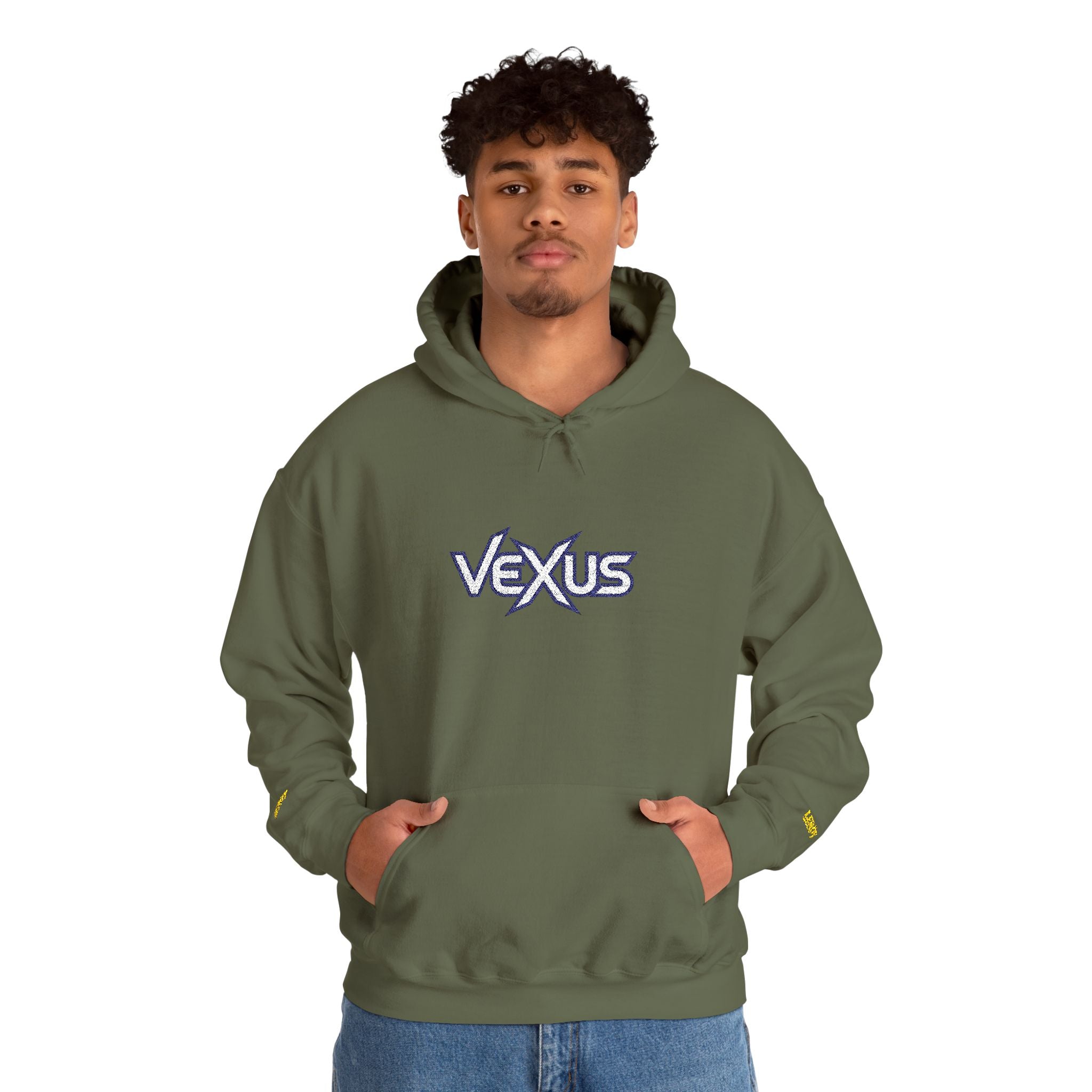 Vexus Logo Hoodie — White Streetwear Pullover with Distressed Graphic