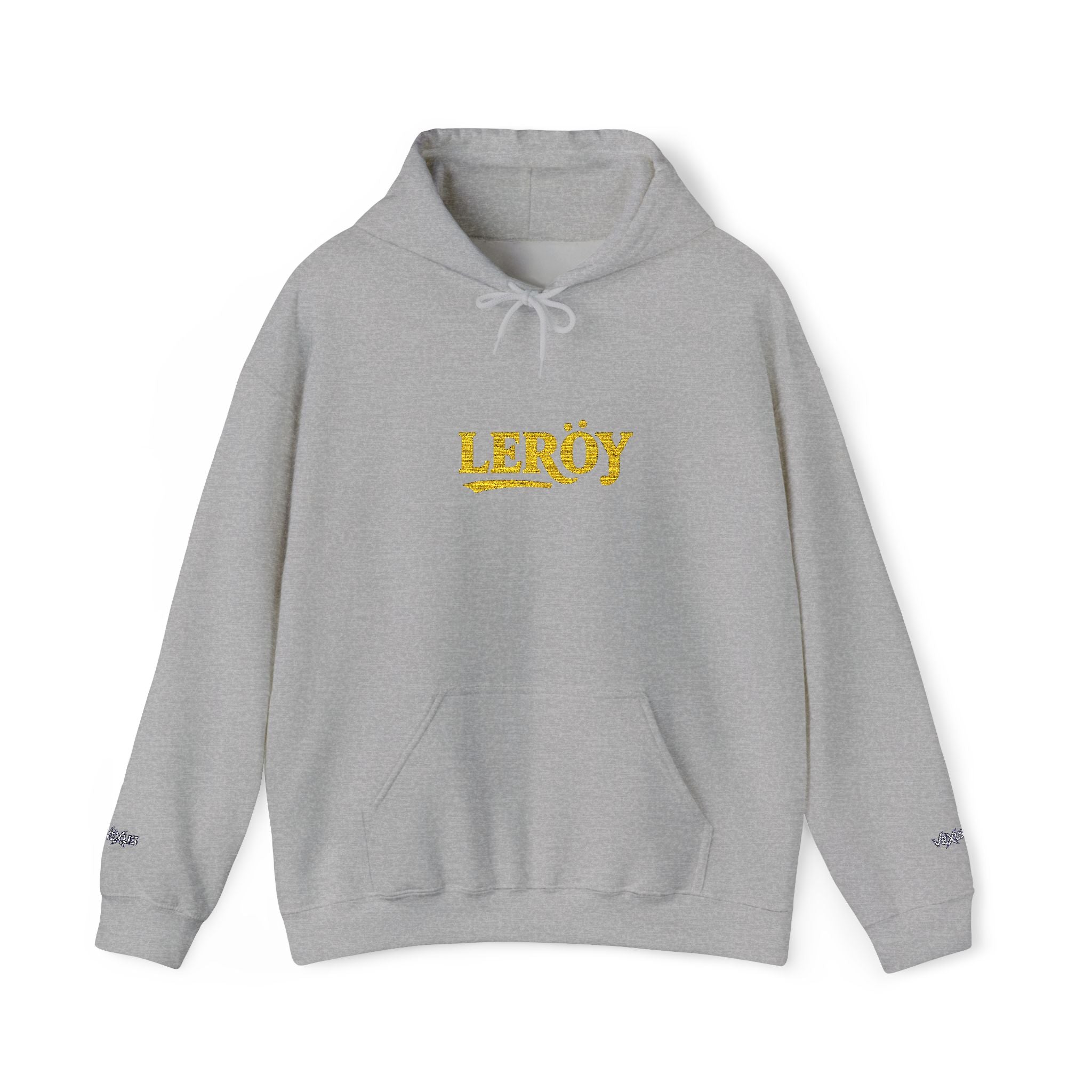 Leroy Floral Script Hoodie — White Cozy Name Graphic Sweatshirt