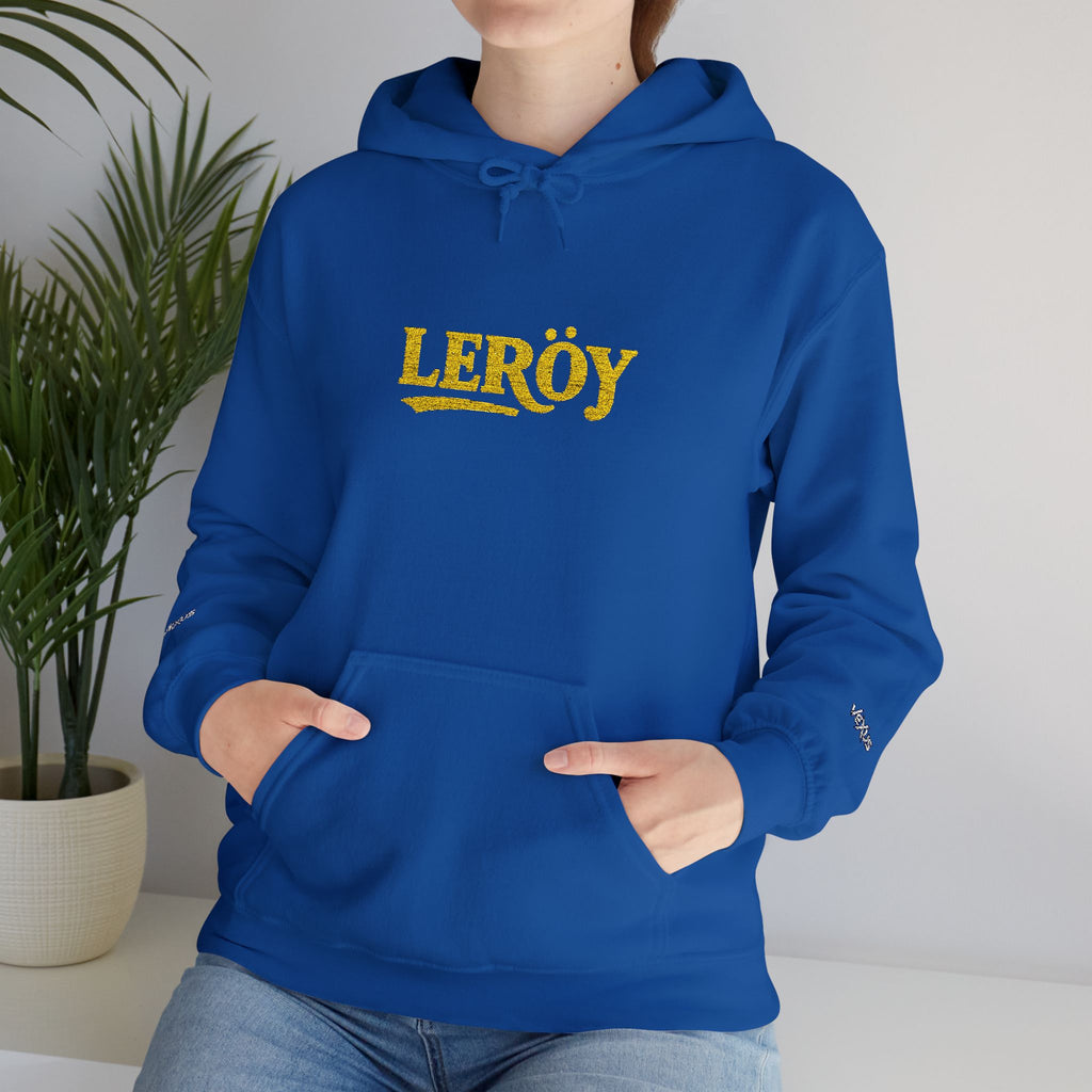 Leroy Floral Script Hoodie — White Cozy Name Graphic Sweatshirt