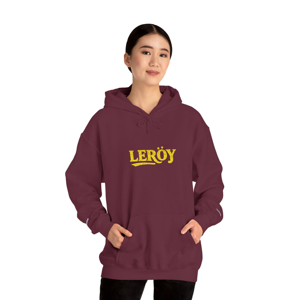 Leroy Floral Script Hoodie — White Cozy Name Graphic Sweatshirt