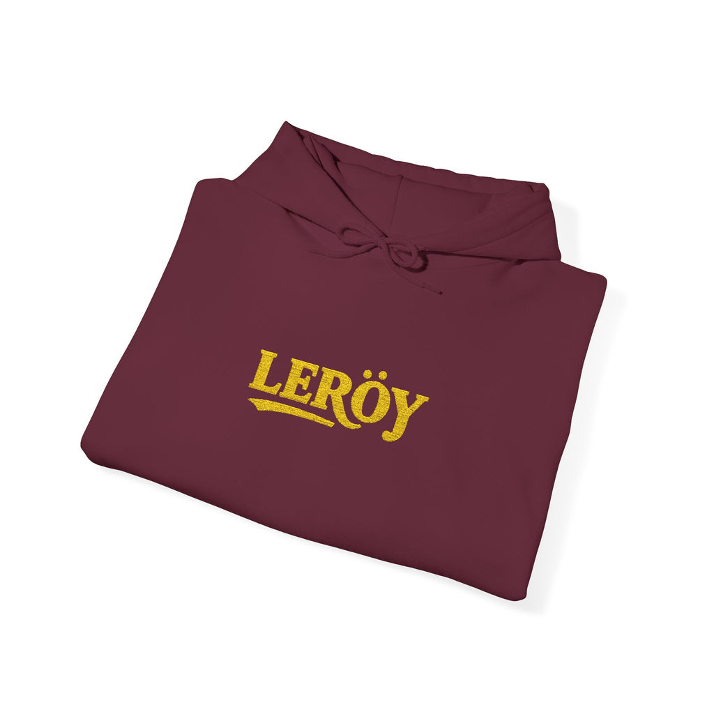 Leroy Floral Script Hoodie — White Cozy Name Graphic Sweatshirt