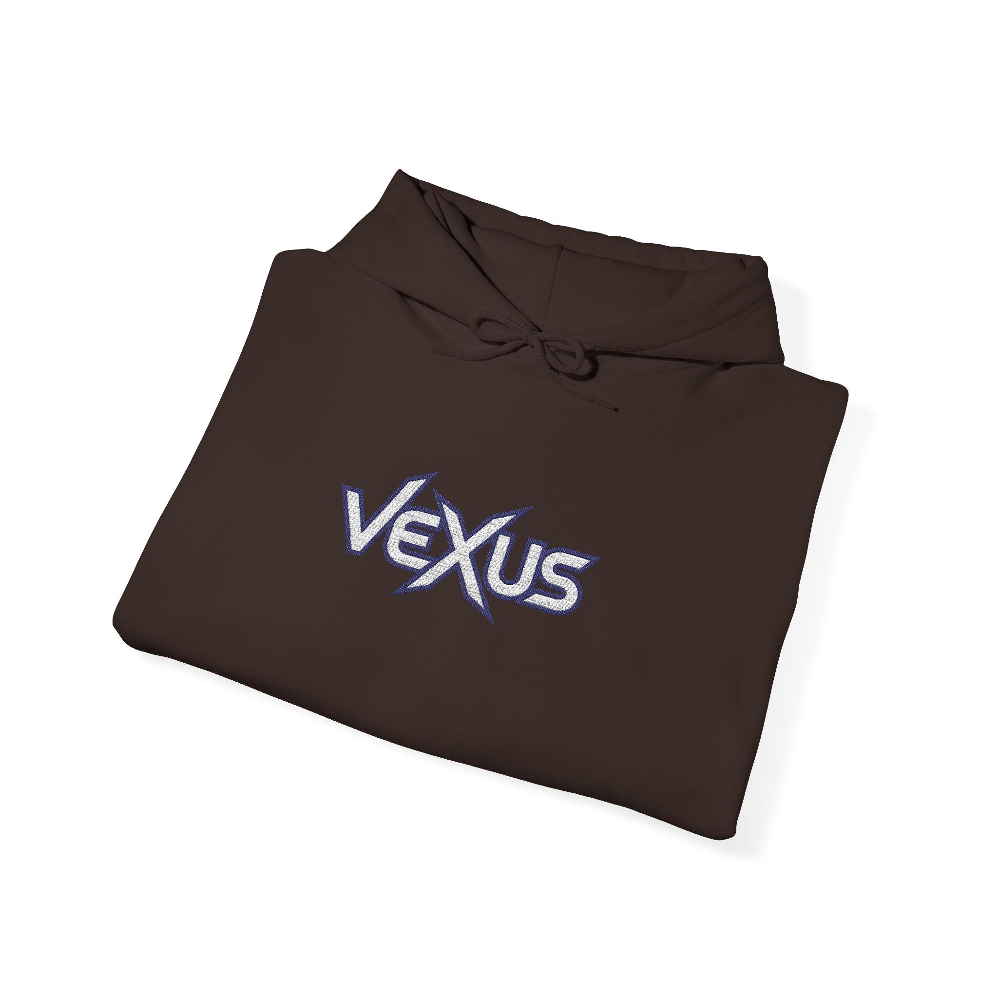 Vexus Logo Hoodie — White Streetwear Pullover with Distressed Graphic