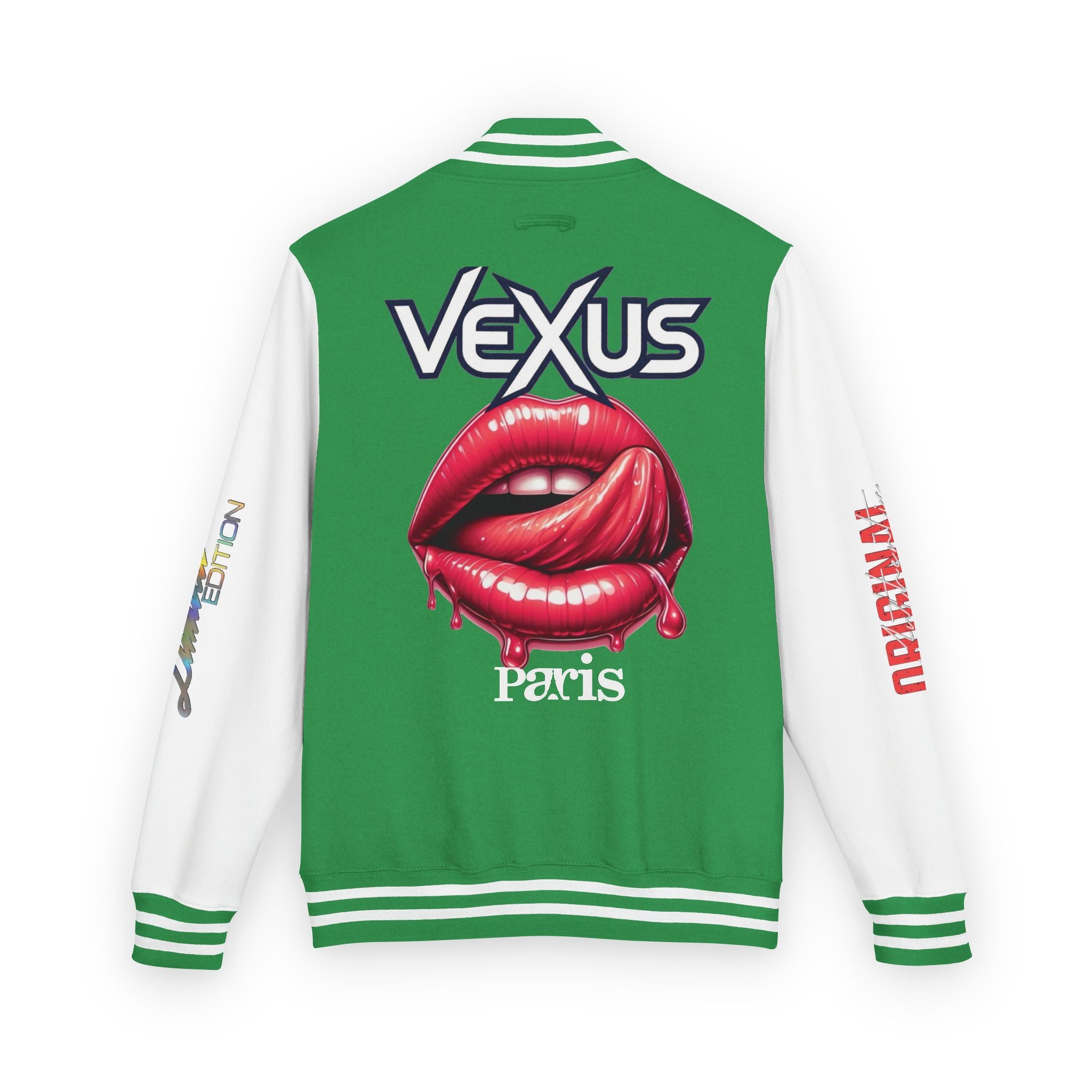 Letterman Jacket — VEXUS Paris Graphic Varsity Jacket with Lip Logo