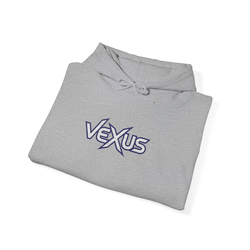 Vexus Logo Hoodie — White Streetwear Pullover with Distressed Graphic