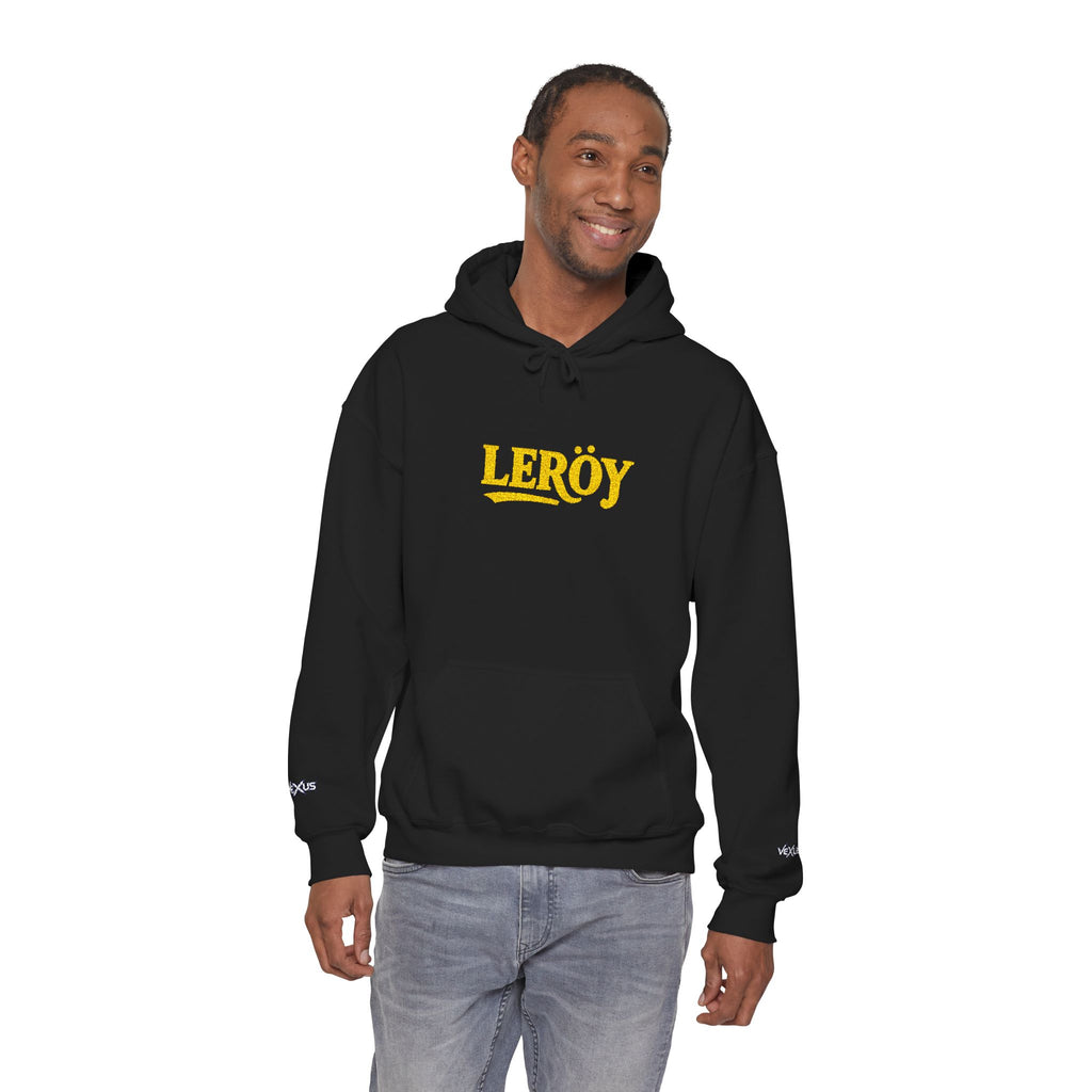 Leroy Floral Script Hoodie — White Cozy Name Graphic Sweatshirt