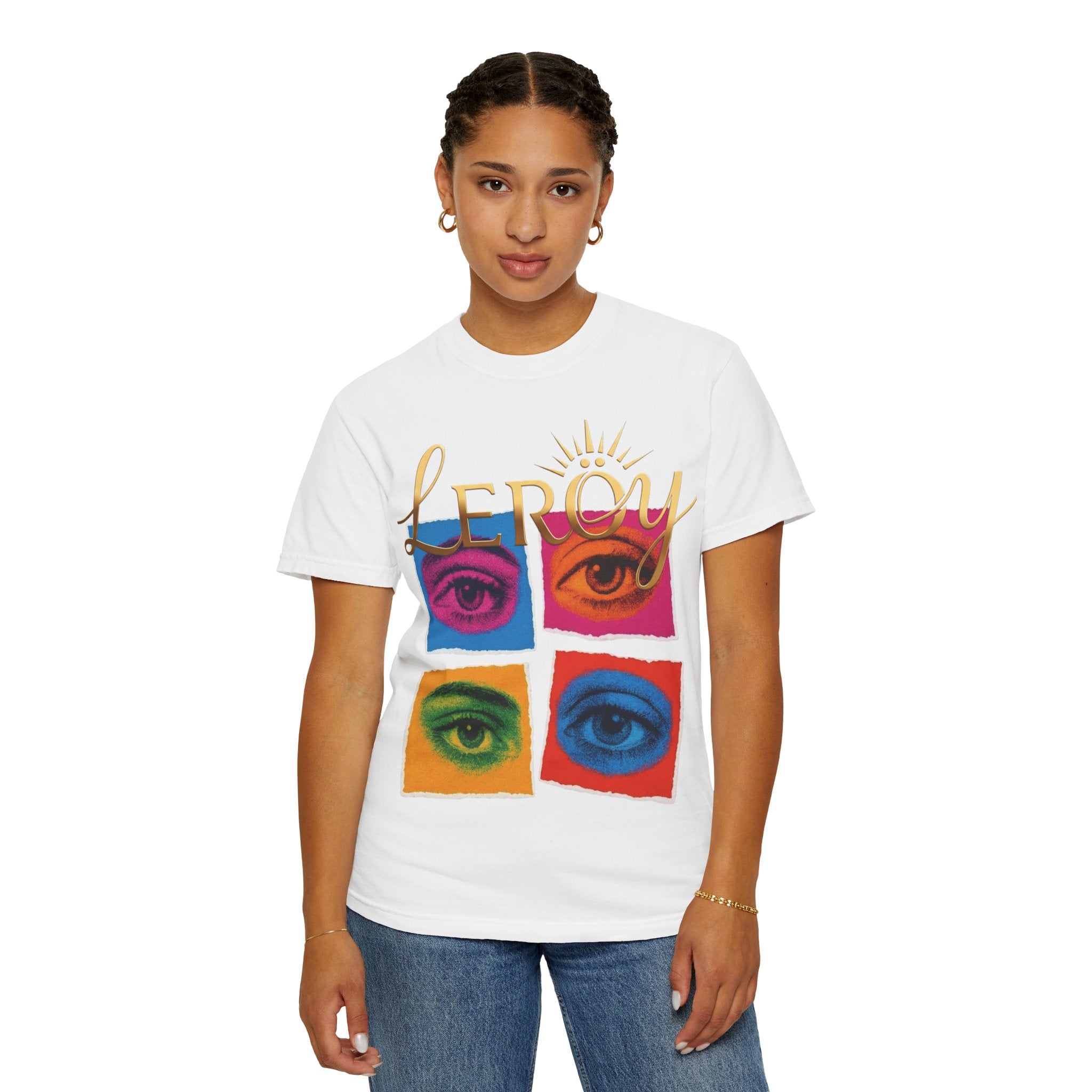 🎨 T-Shirt LERÖY Eye Pop Art  — Retro Psychedelic Graphic Tee with Colorful Eyes
