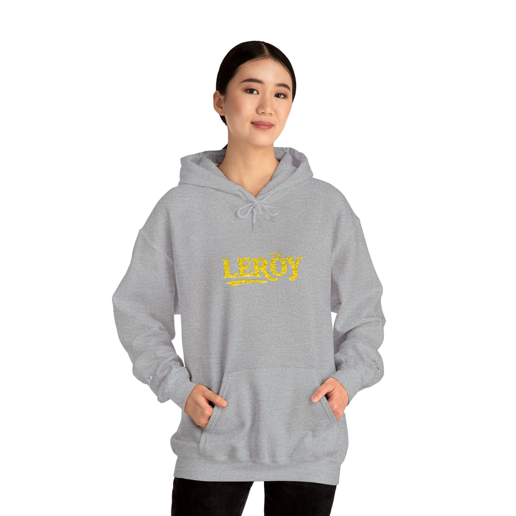 Leroy Floral Script Hoodie — White Cozy Name Graphic Sweatshirt
