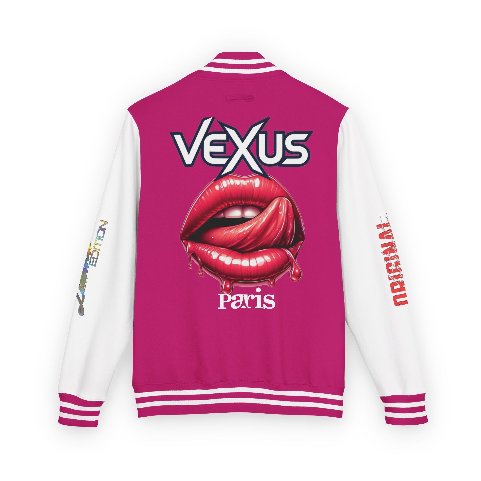 Letterman Jacket — VEXUS Paris Graphic Varsity Jacket with Lip Logo