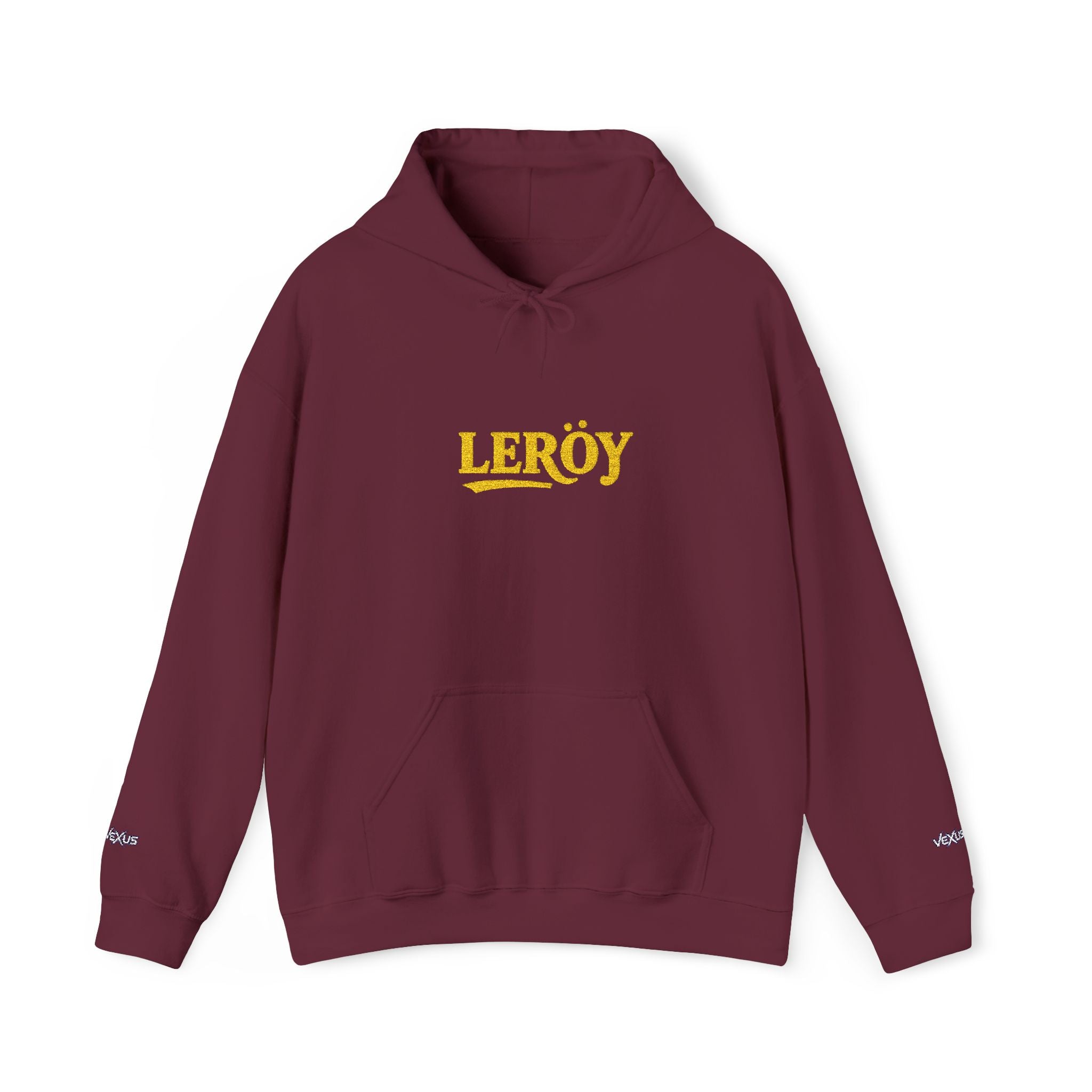 Leroy Floral Script Hoodie — White Cozy Name Graphic Sweatshirt
