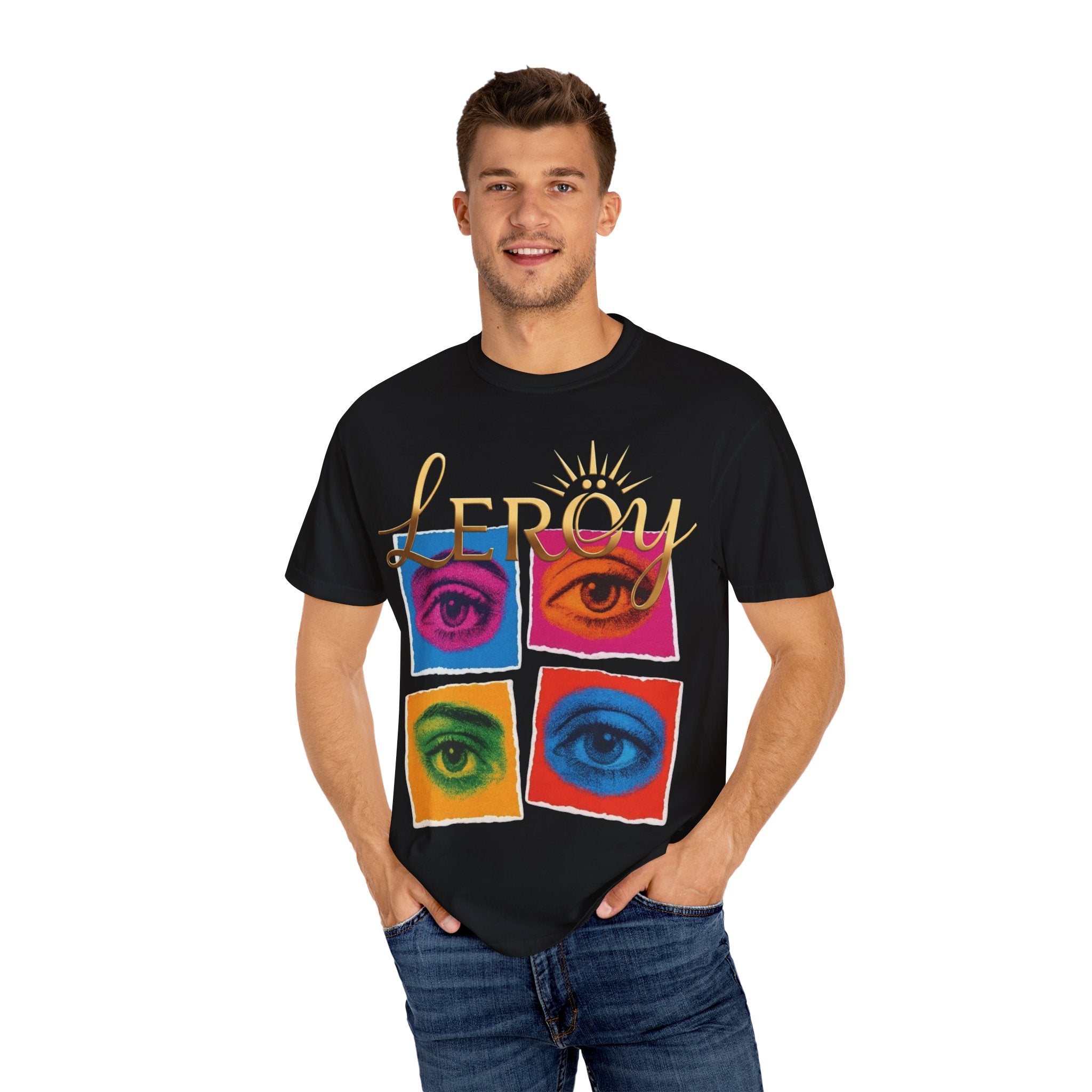 🎨 T-Shirt LERÖY Eye Pop Art  — Retro Psychedelic Graphic Tee with Colorful Eyes