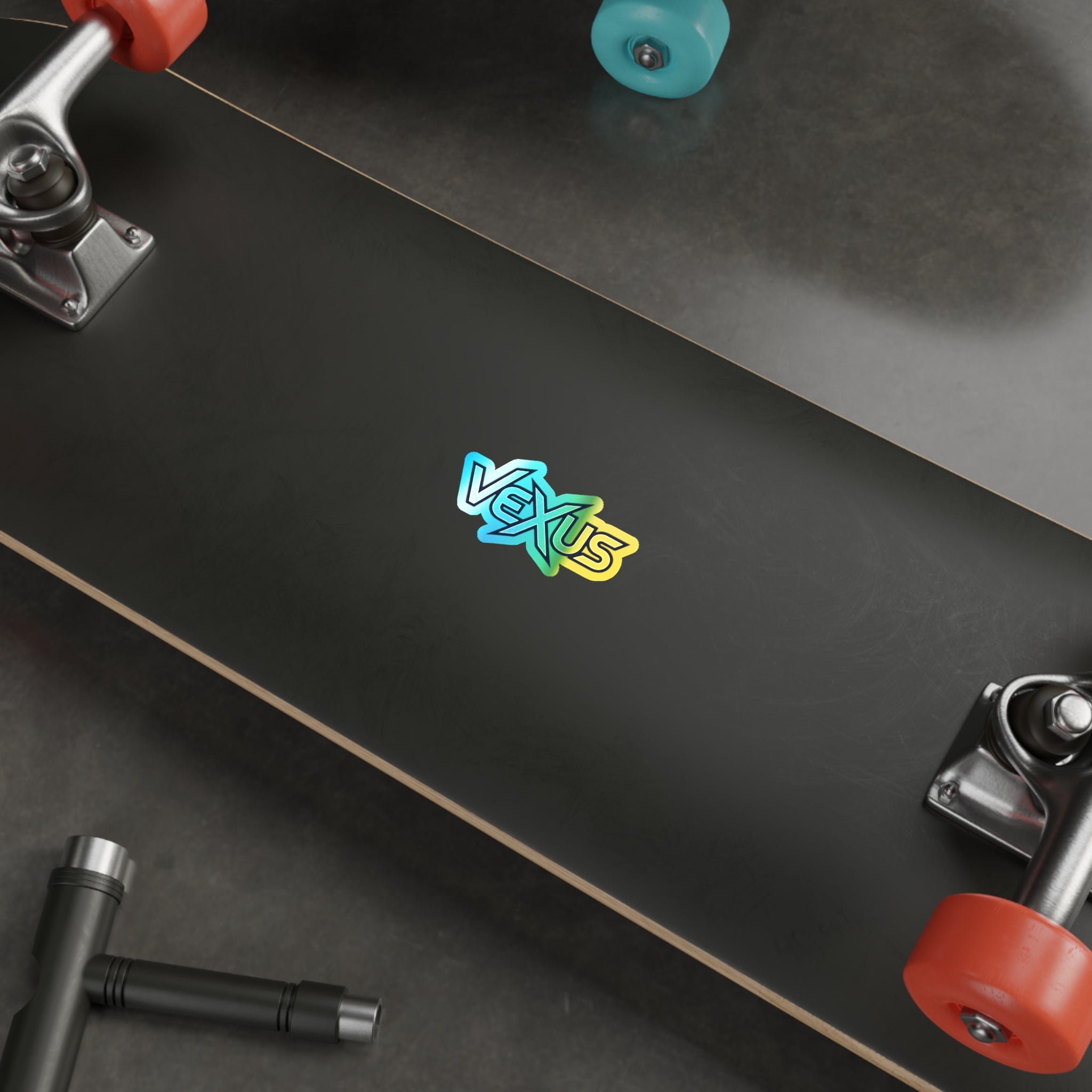 Holographic Vexus Die-Cut Sticker — Rainbow Skate Logo Sticker