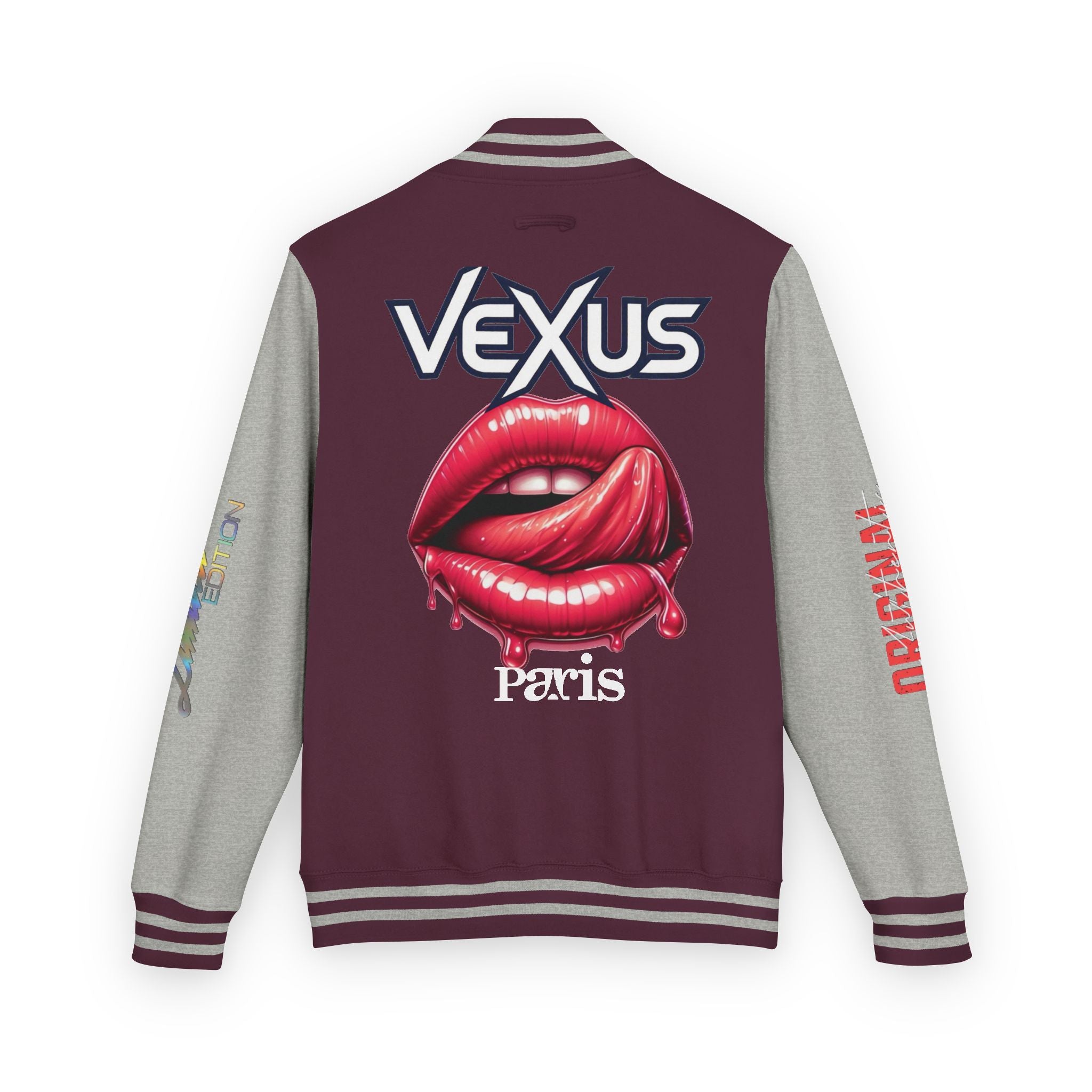 Letterman Jacket — VEXUS Paris Graphic Varsity Jacket with Lip Logo