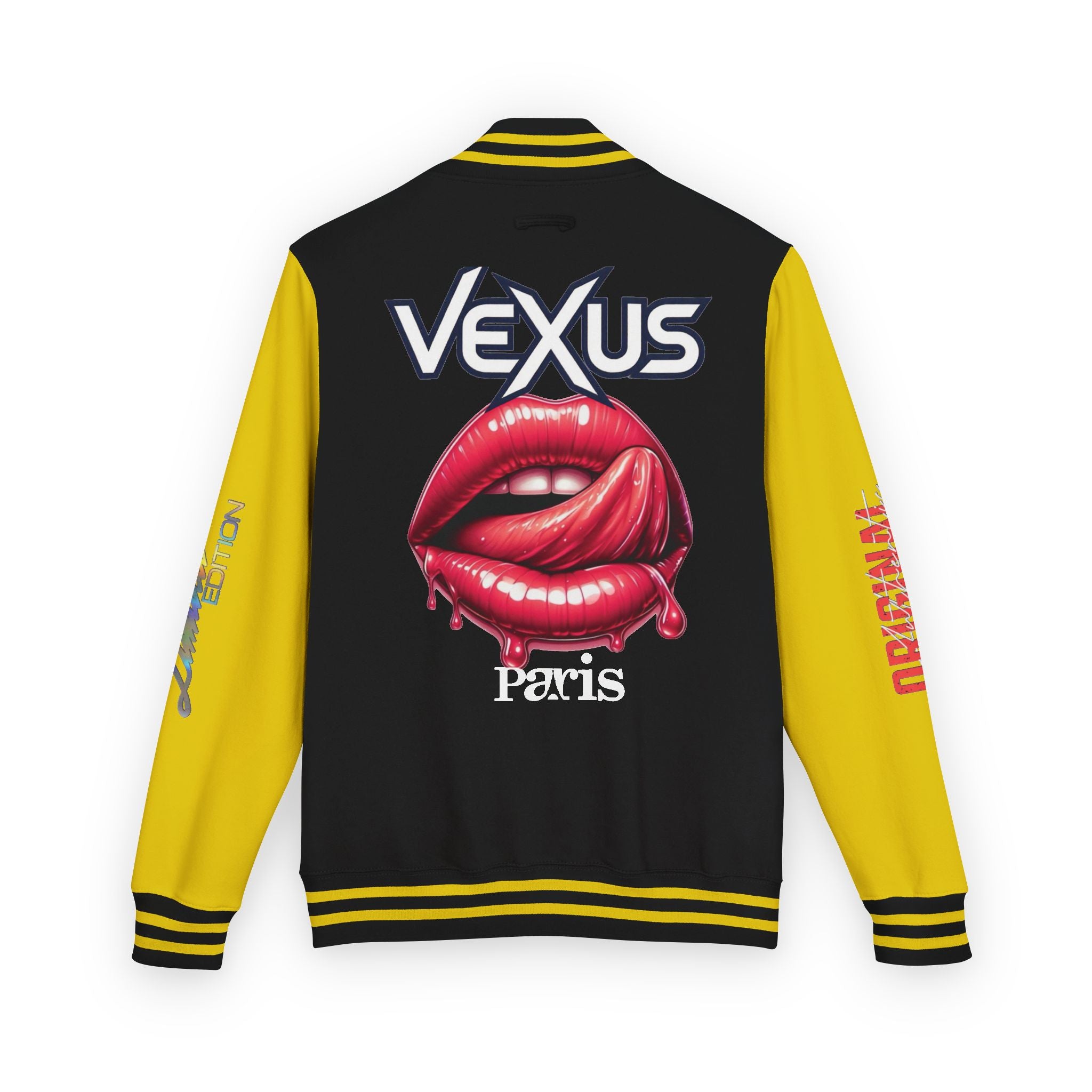 Letterman Jacket — VEXUS Paris Graphic Varsity Jacket with Lip Logo