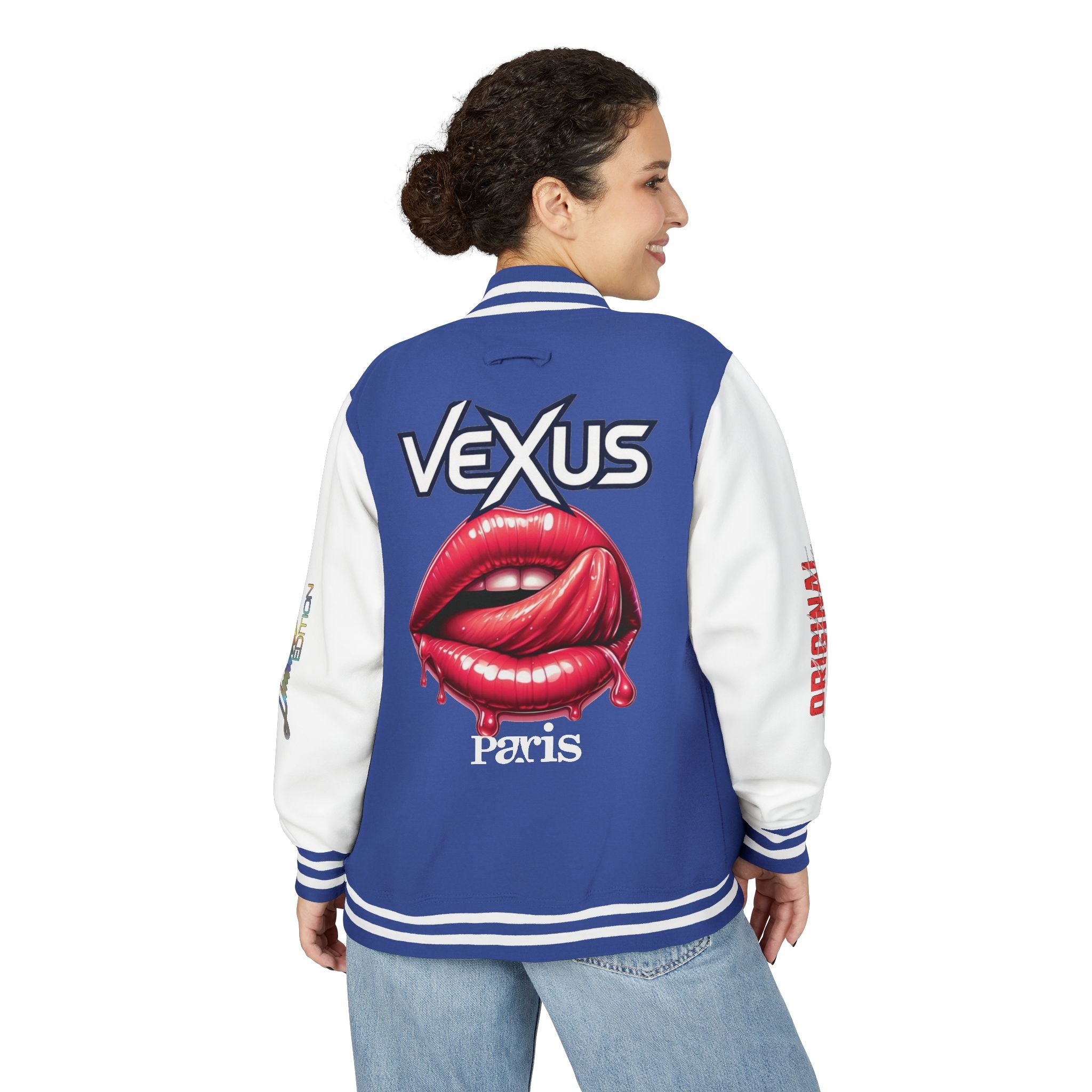 Letterman Jacket — VEXUS Paris Graphic Varsity Jacket with Lip Logo