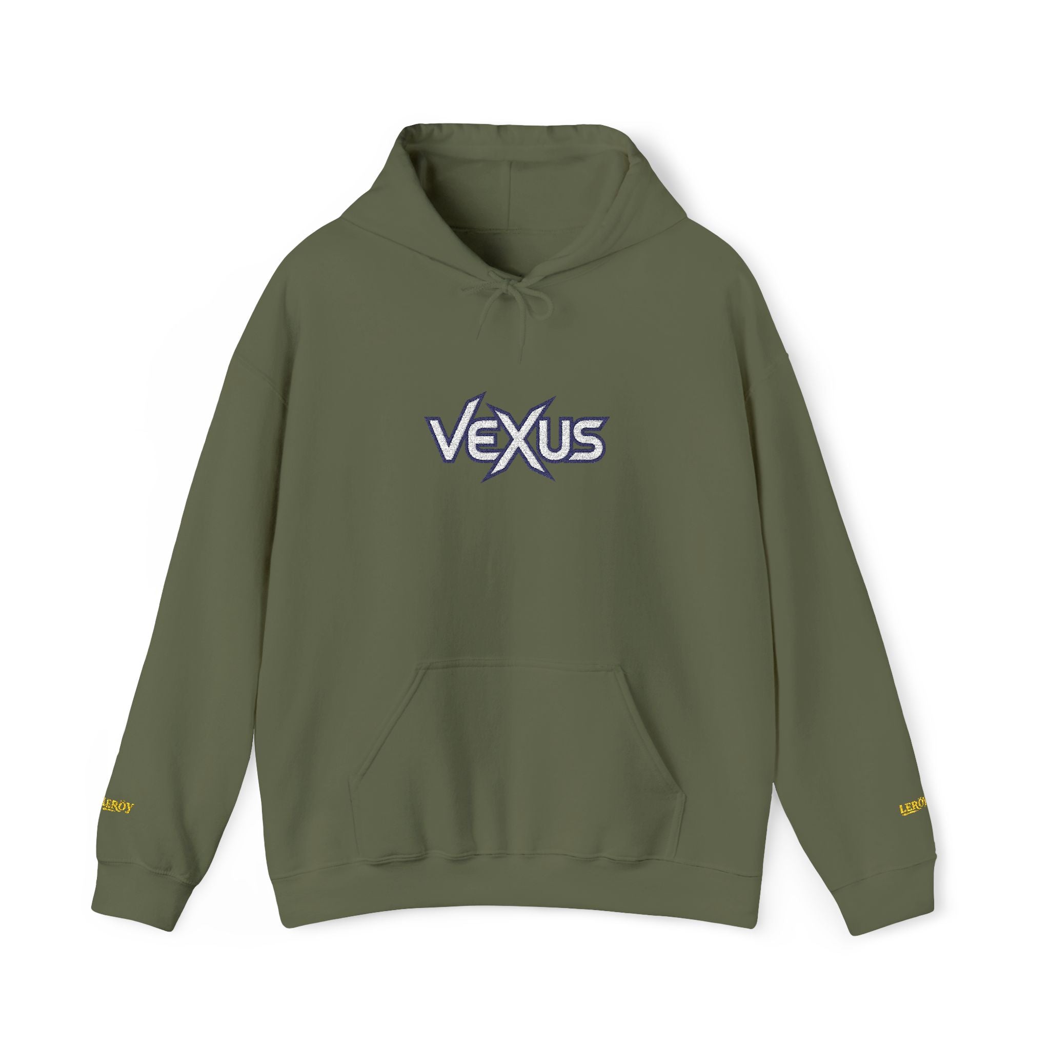 Vexus Logo Hoodie — White Streetwear Pullover with Distressed Graphic