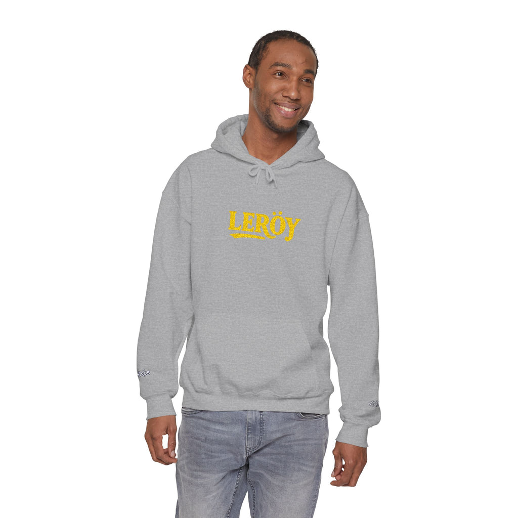 Leroy Floral Script Hoodie — White Cozy Name Graphic Sweatshirt