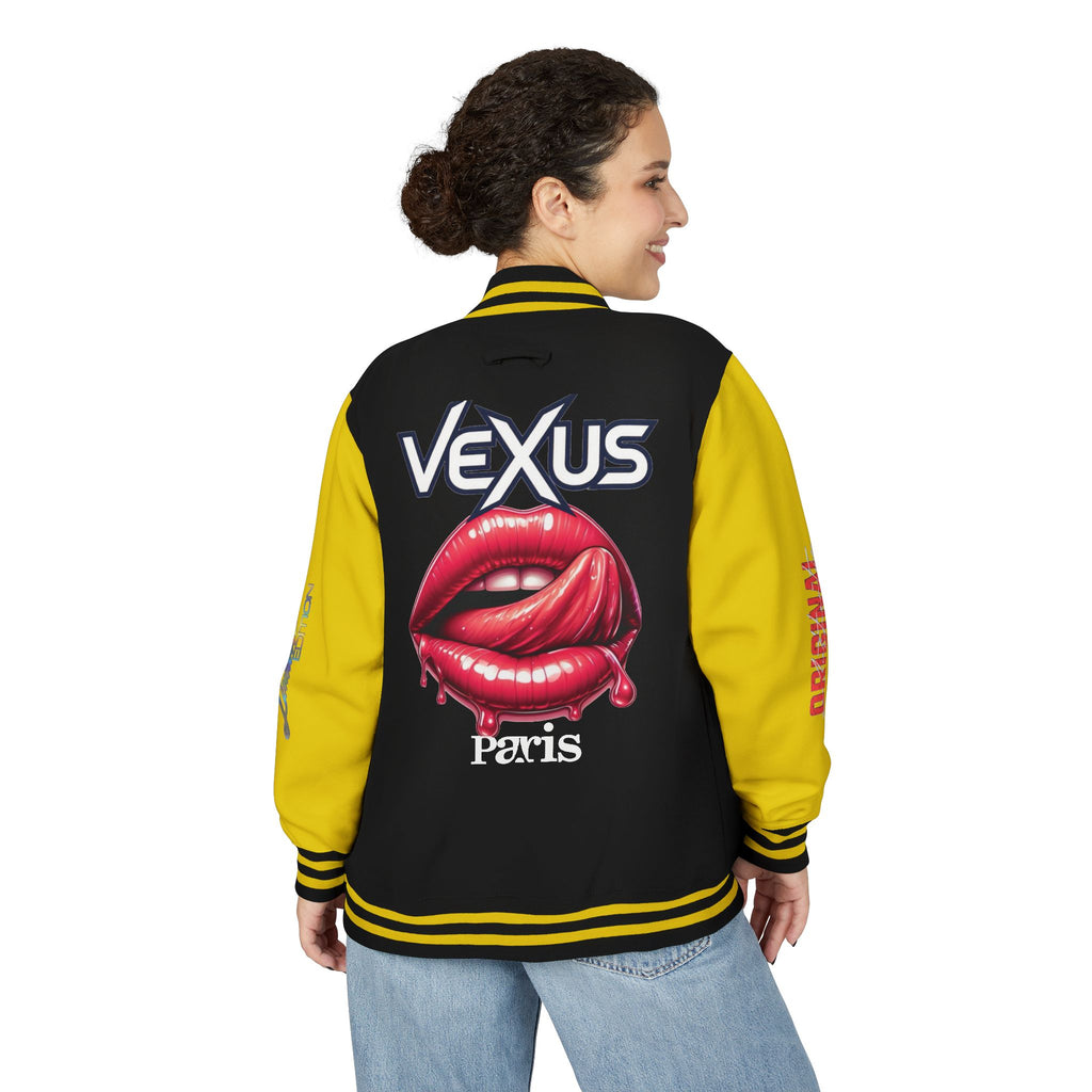Letterman Jacket — VEXUS Paris Graphic Varsity Jacket with Lip Logo