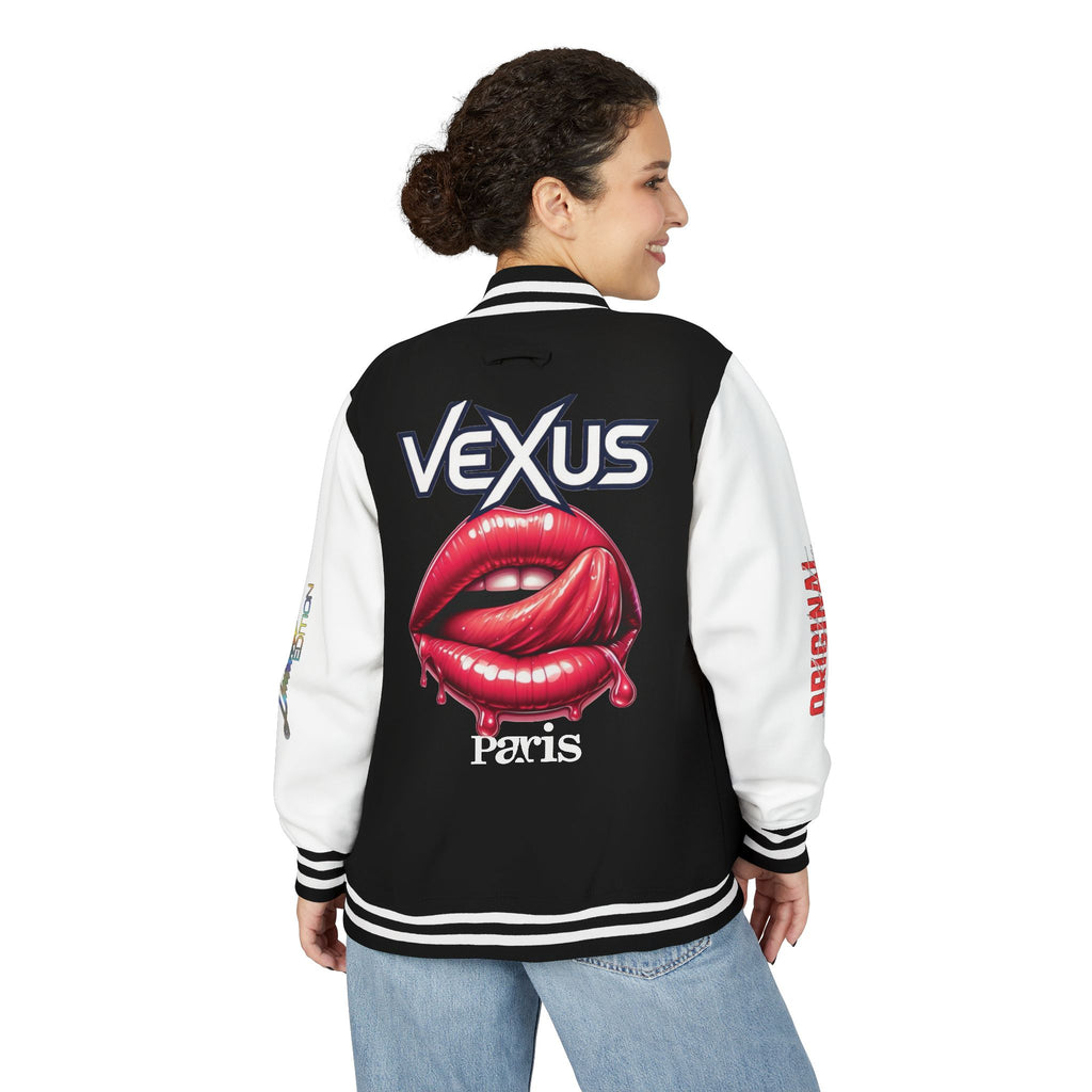 Letterman Jacket — VEXUS Paris Graphic Varsity Jacket with Lip Logo
