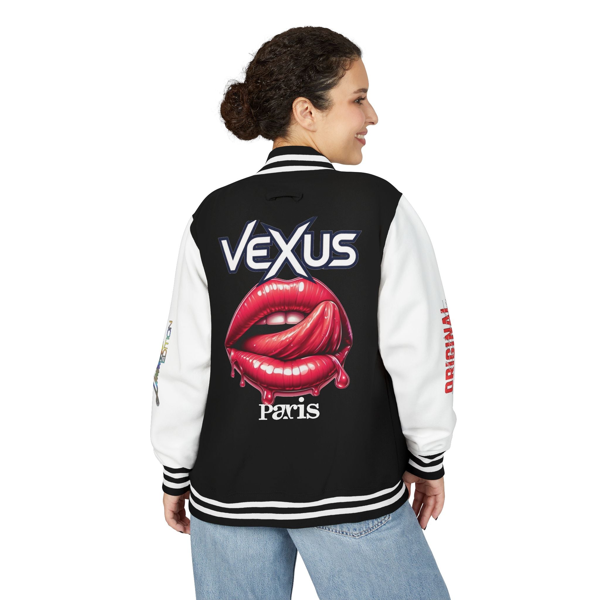 Letterman Jacket — VEXUS Paris Graphic Varsity Jacket with Lip Logo