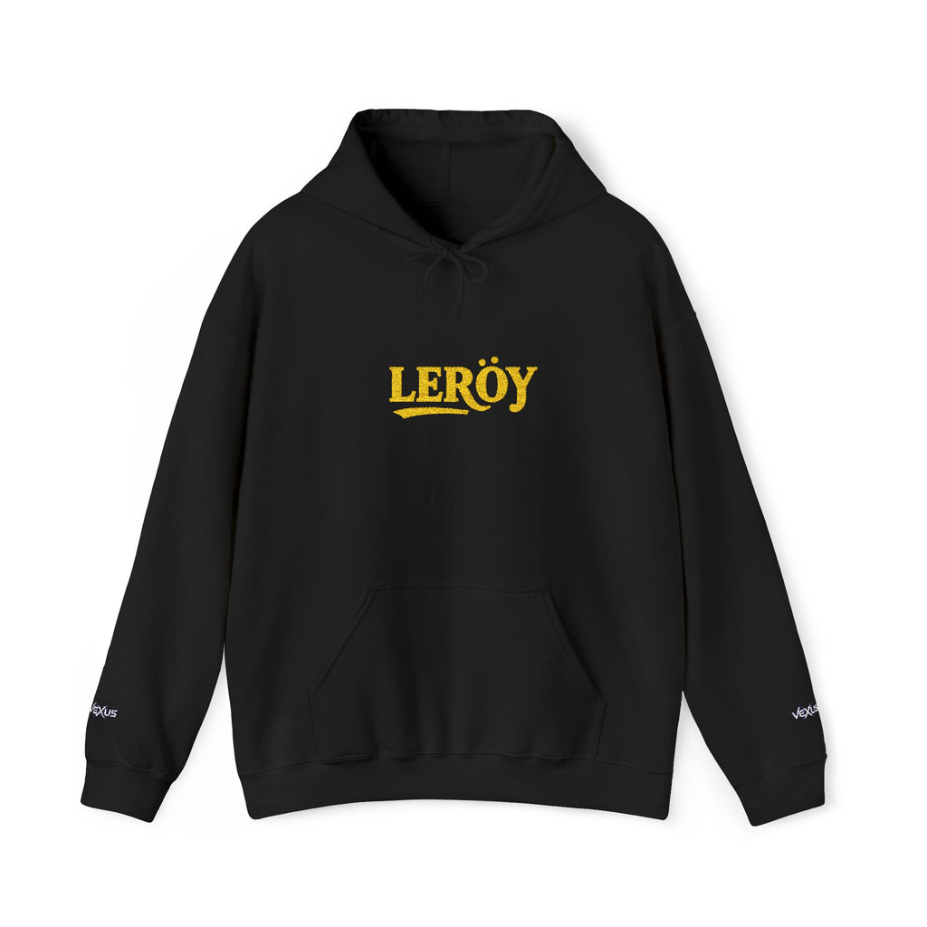 Leroy Floral Script Hoodie — White Cozy Name Graphic Sweatshirt