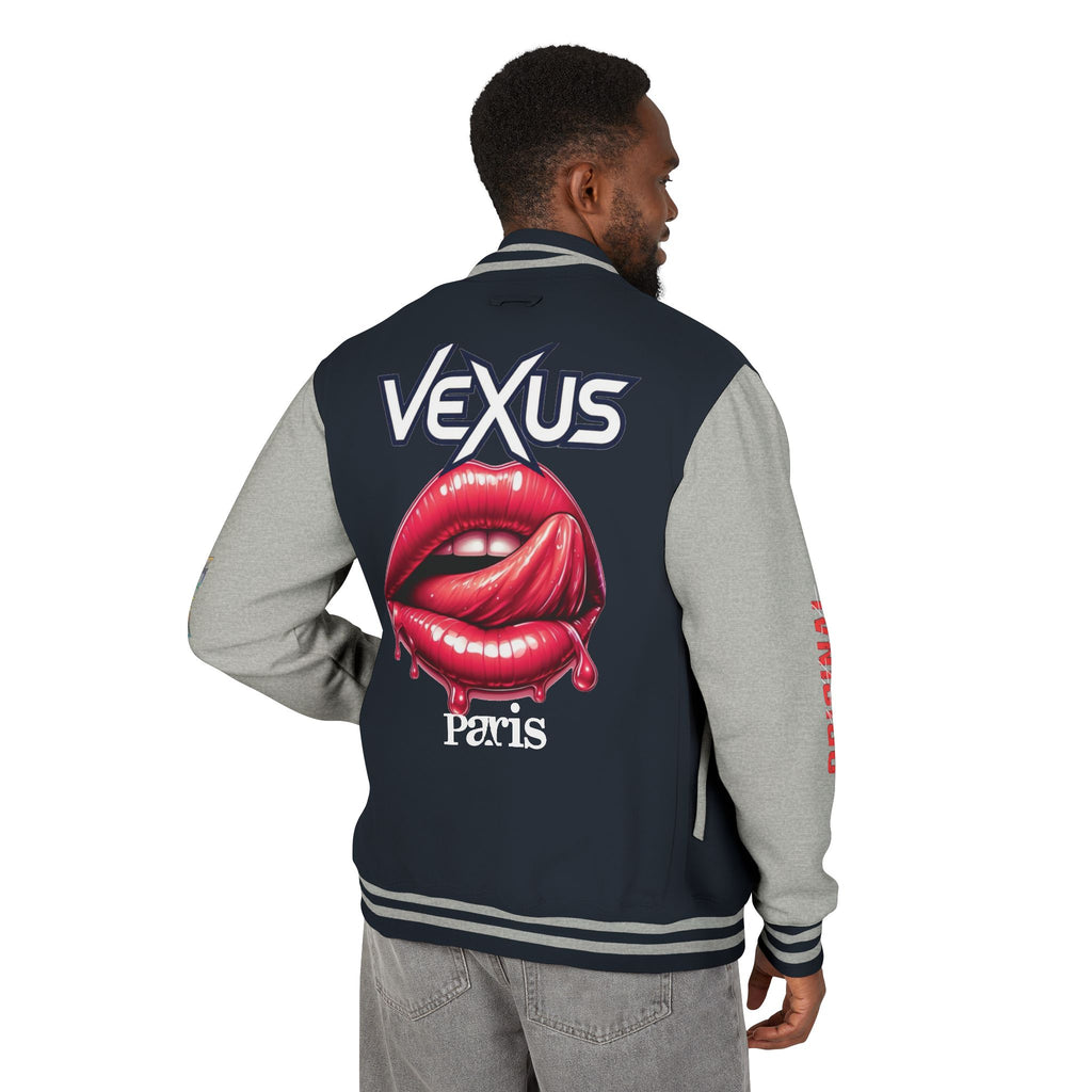 Letterman Jacket — VEXUS Paris Graphic Varsity Jacket with Lip Logo