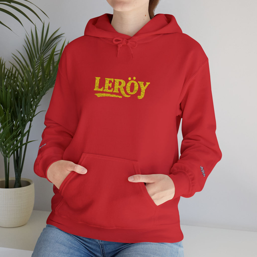 Leroy Floral Script Hoodie — White Cozy Name Graphic Sweatshirt