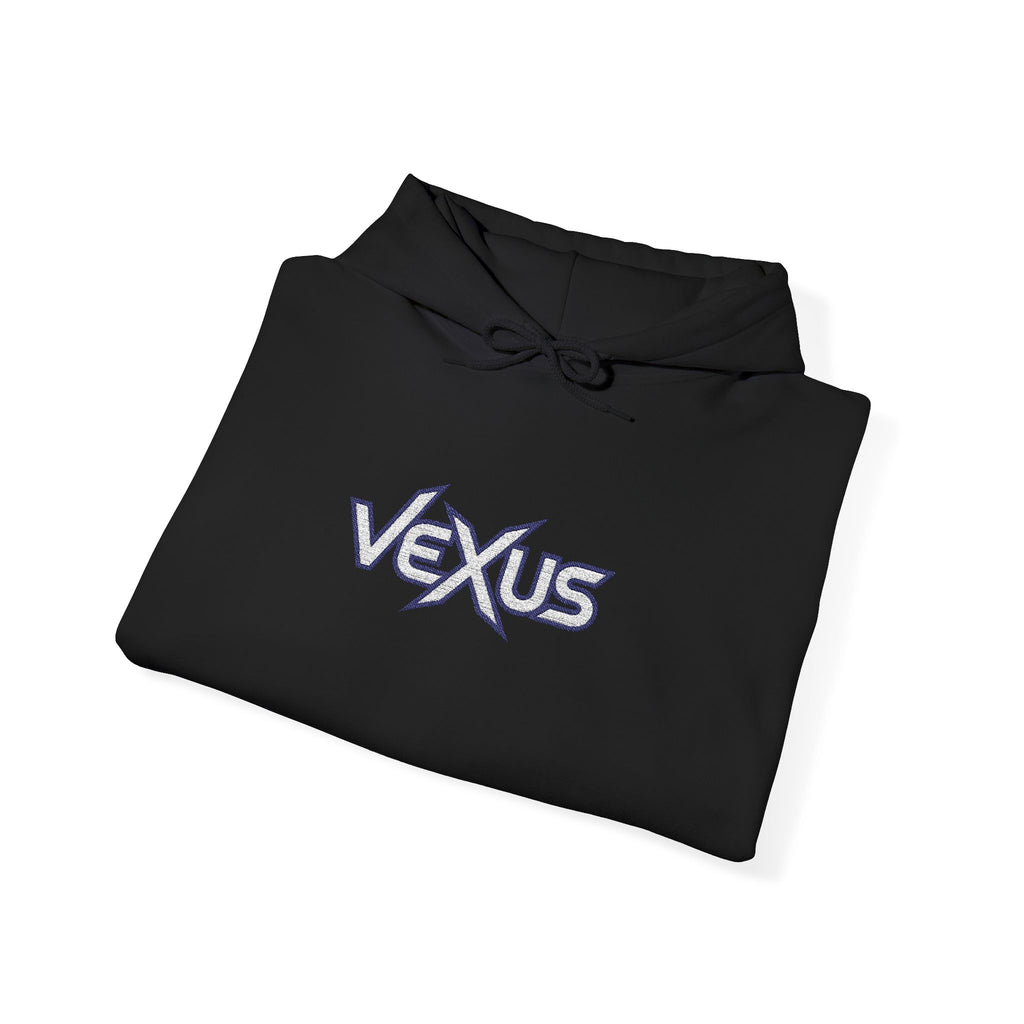 Vexus Logo Hoodie — White Streetwear Pullover with Distressed Graphic