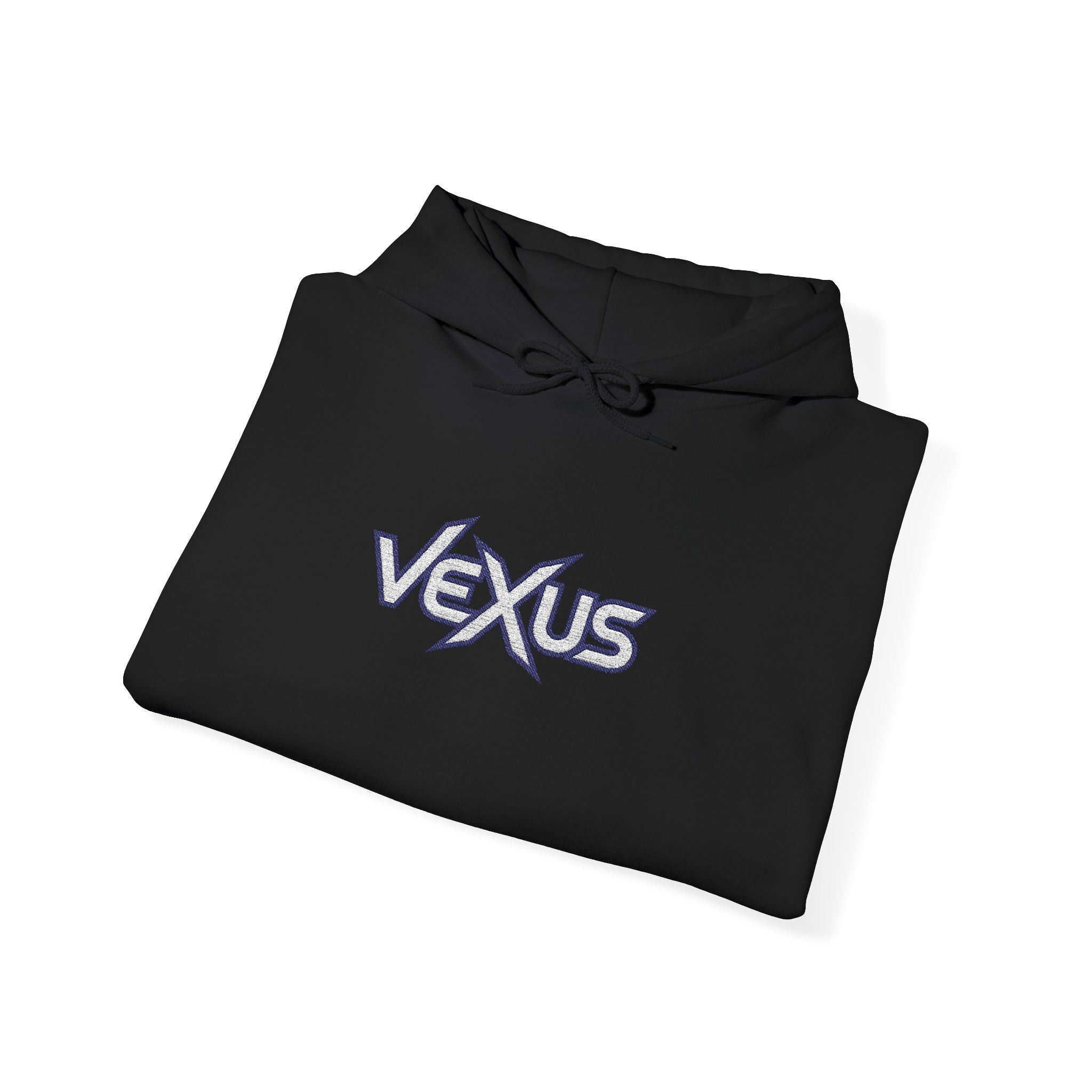 Vexus Logo Hoodie — White Streetwear Pullover with Distressed Graphic