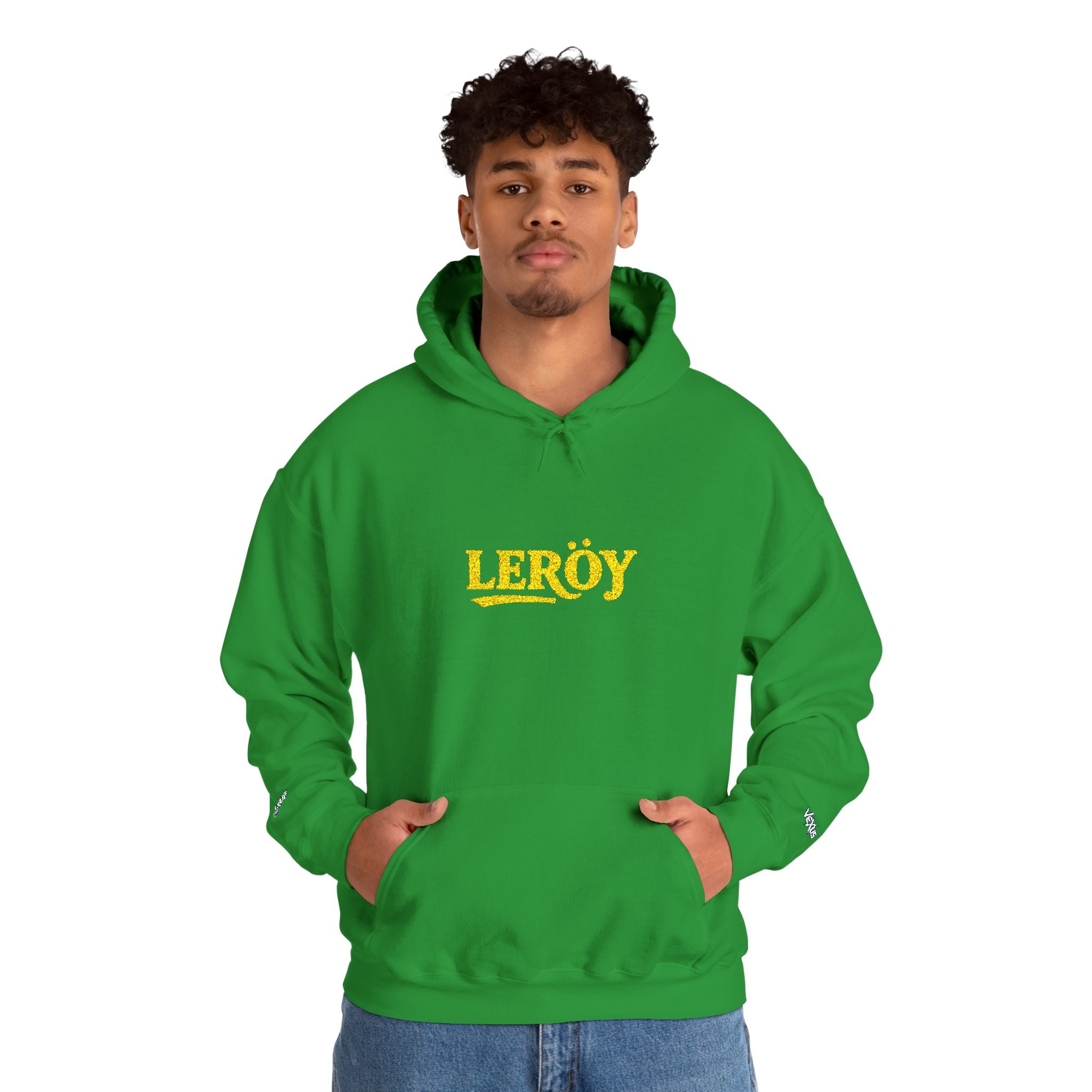 Leroy Floral Script Hoodie — White Cozy Name Graphic Sweatshirt