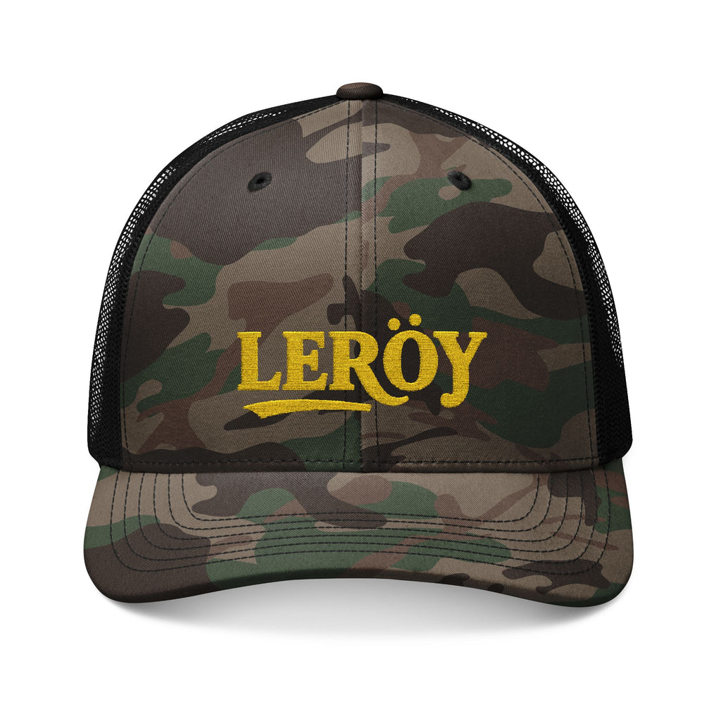 LEROY Camouflage Trucker Hat with Stylish Embroidered Design