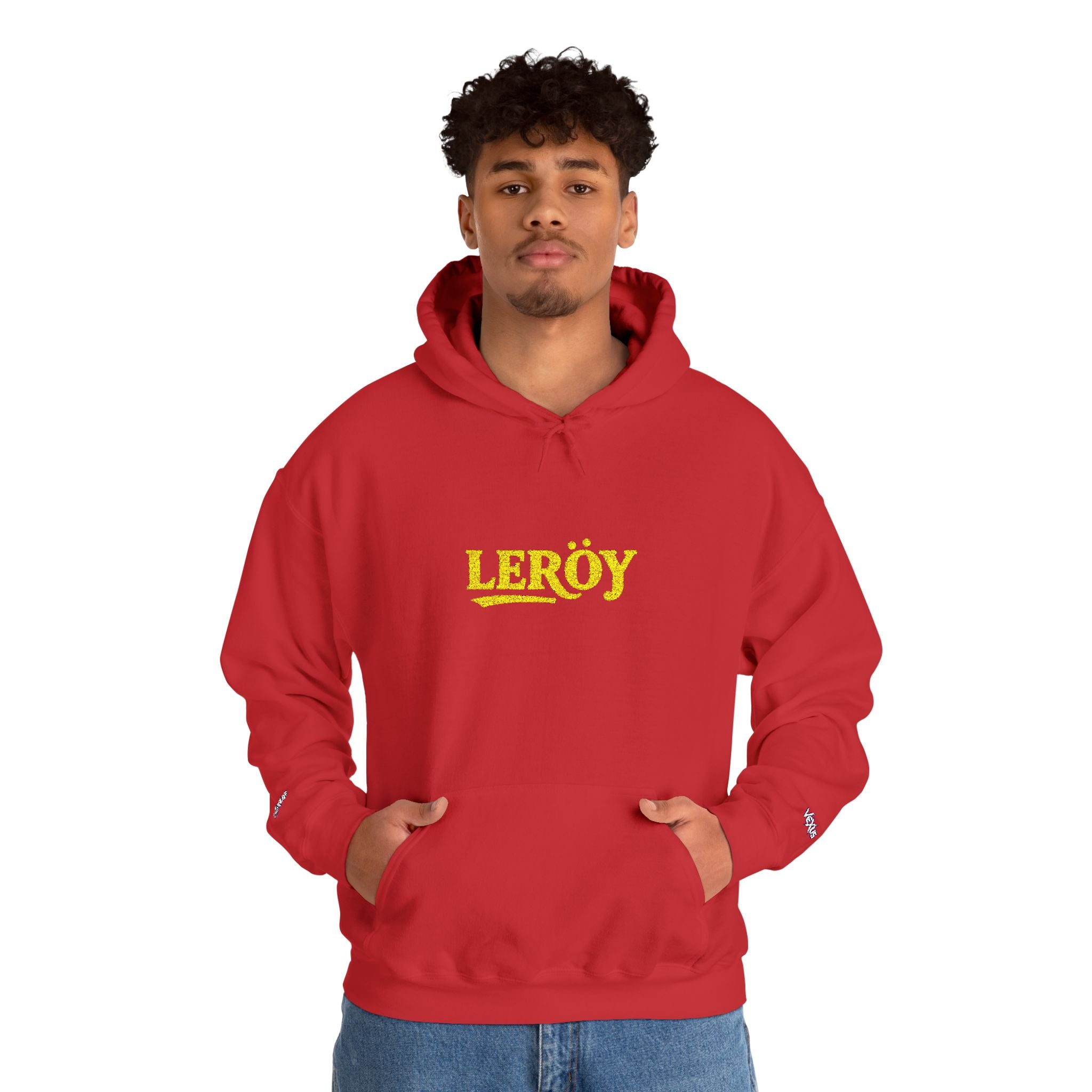 Leroy Floral Script Hoodie — White Cozy Name Graphic Sweatshirt