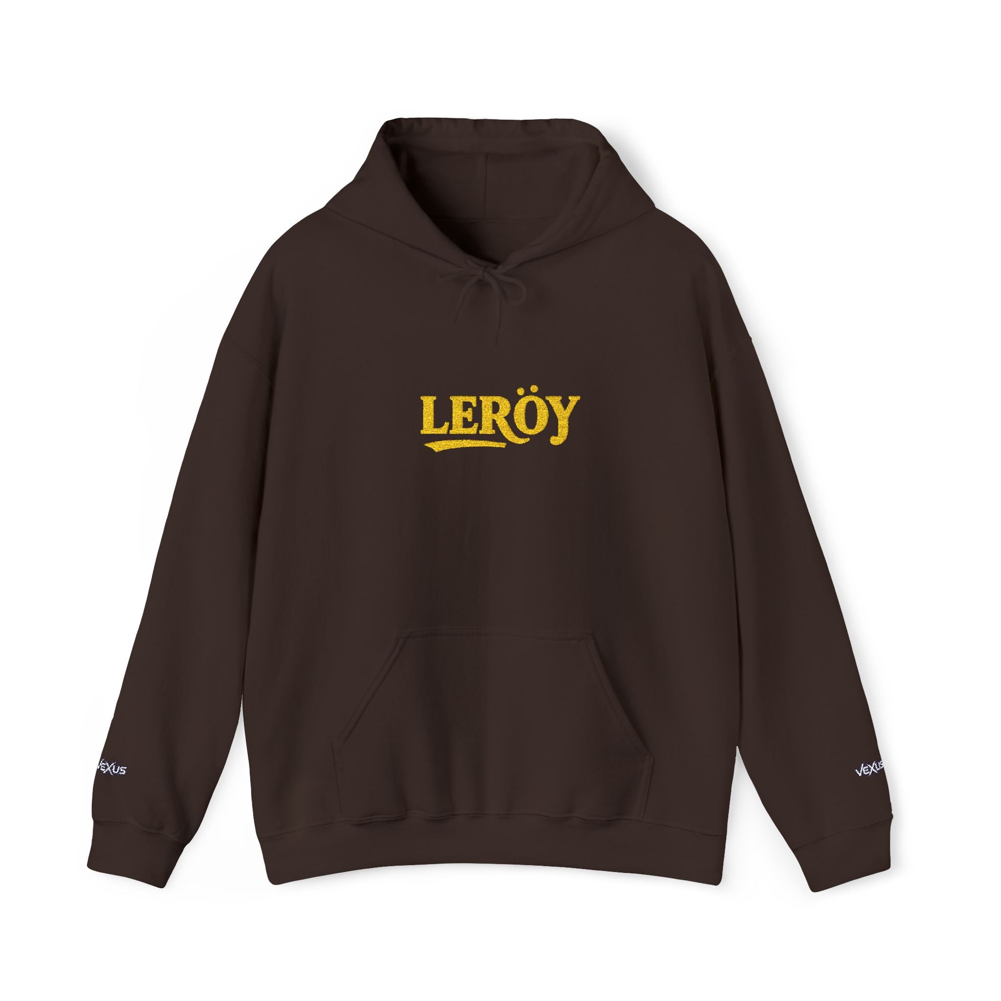 Leroy Floral Script Hoodie — White Cozy Name Graphic Sweatshirt