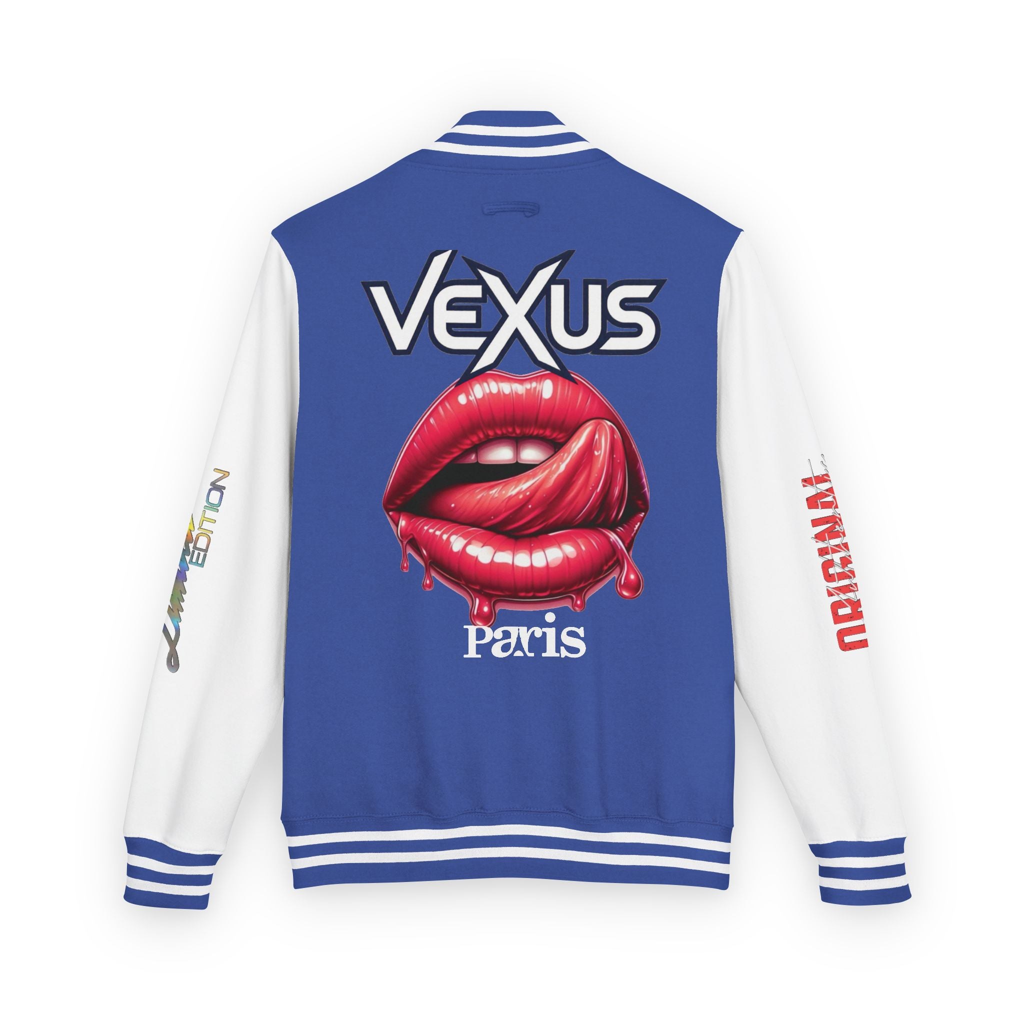 Letterman Jacket — VEXUS Paris Graphic Varsity Jacket with Lip Logo