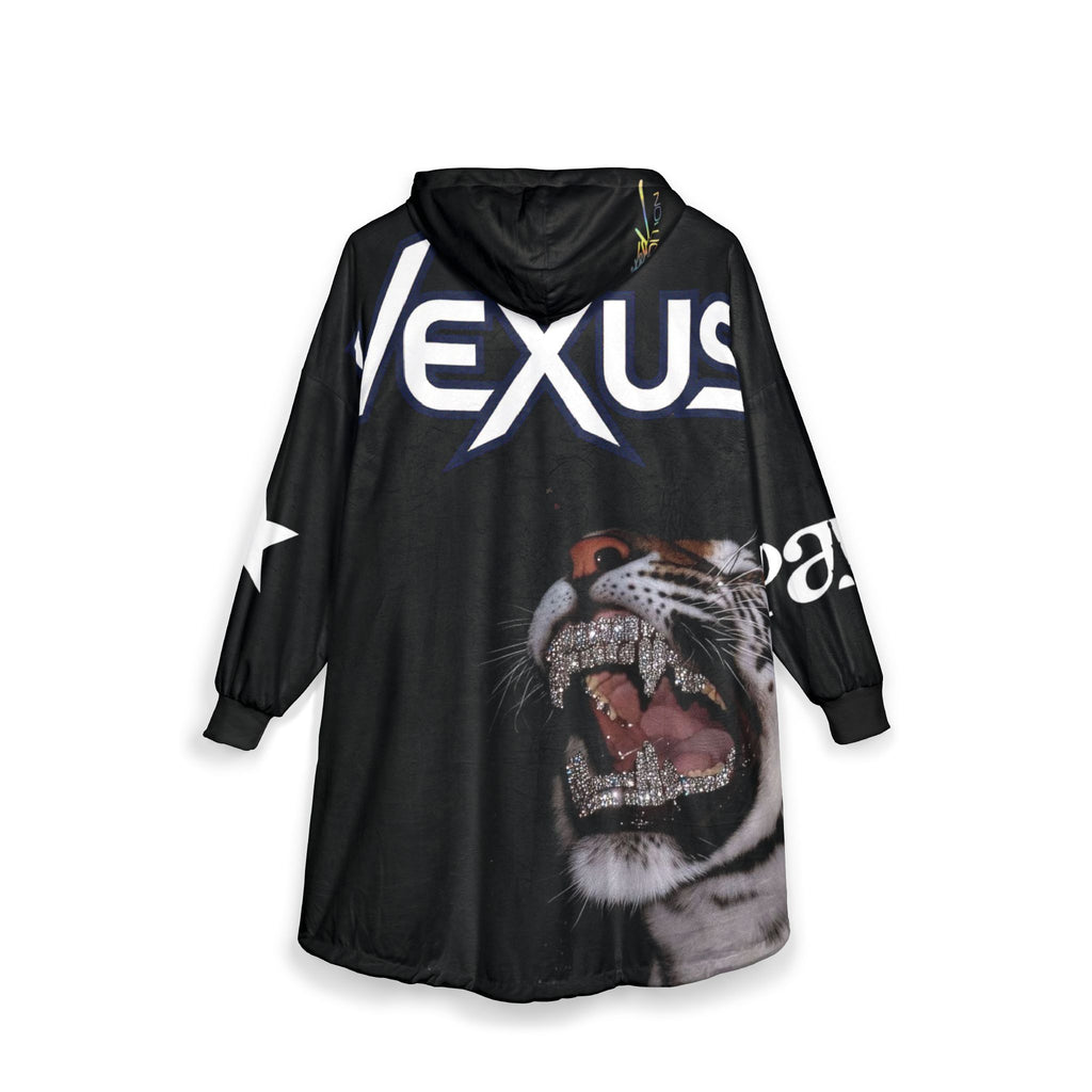 Hooded Blanket - Nexus Tiger Graphic Oversized Cozy Hoodie Blanket with 'LERØY' Logo