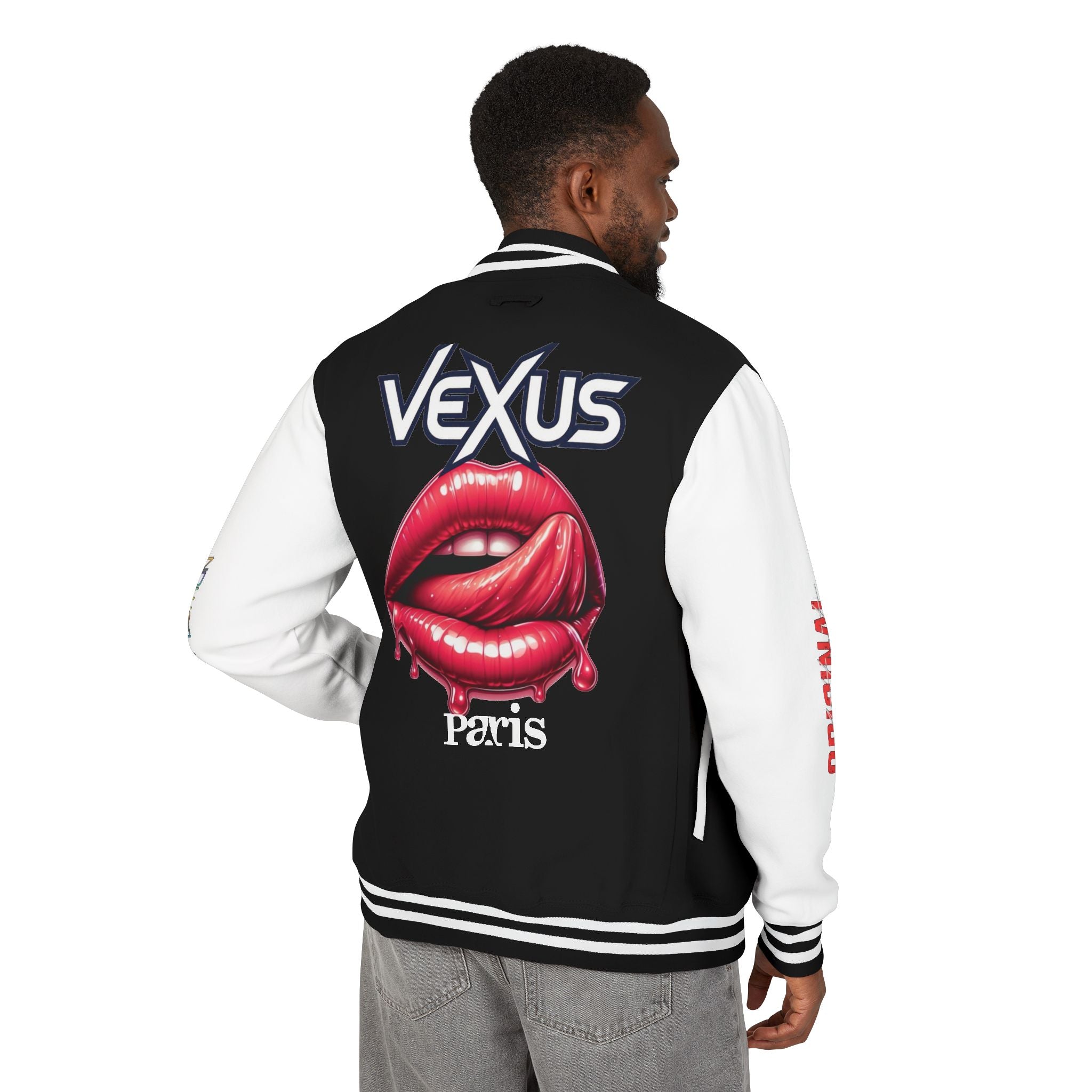 Letterman Jacket — VEXUS Paris Graphic Varsity Jacket with Lip Logo