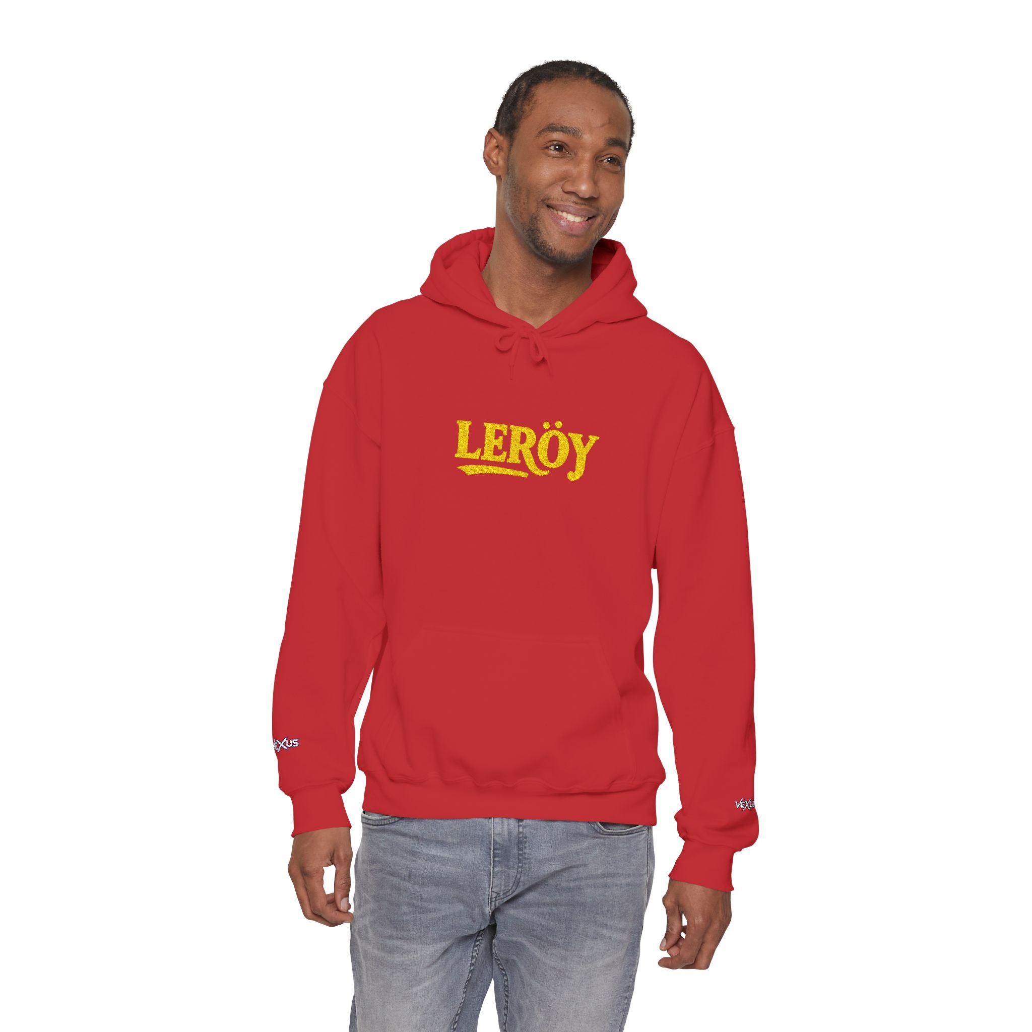 Leroy Floral Script Hoodie — White Cozy Name Graphic Sweatshirt