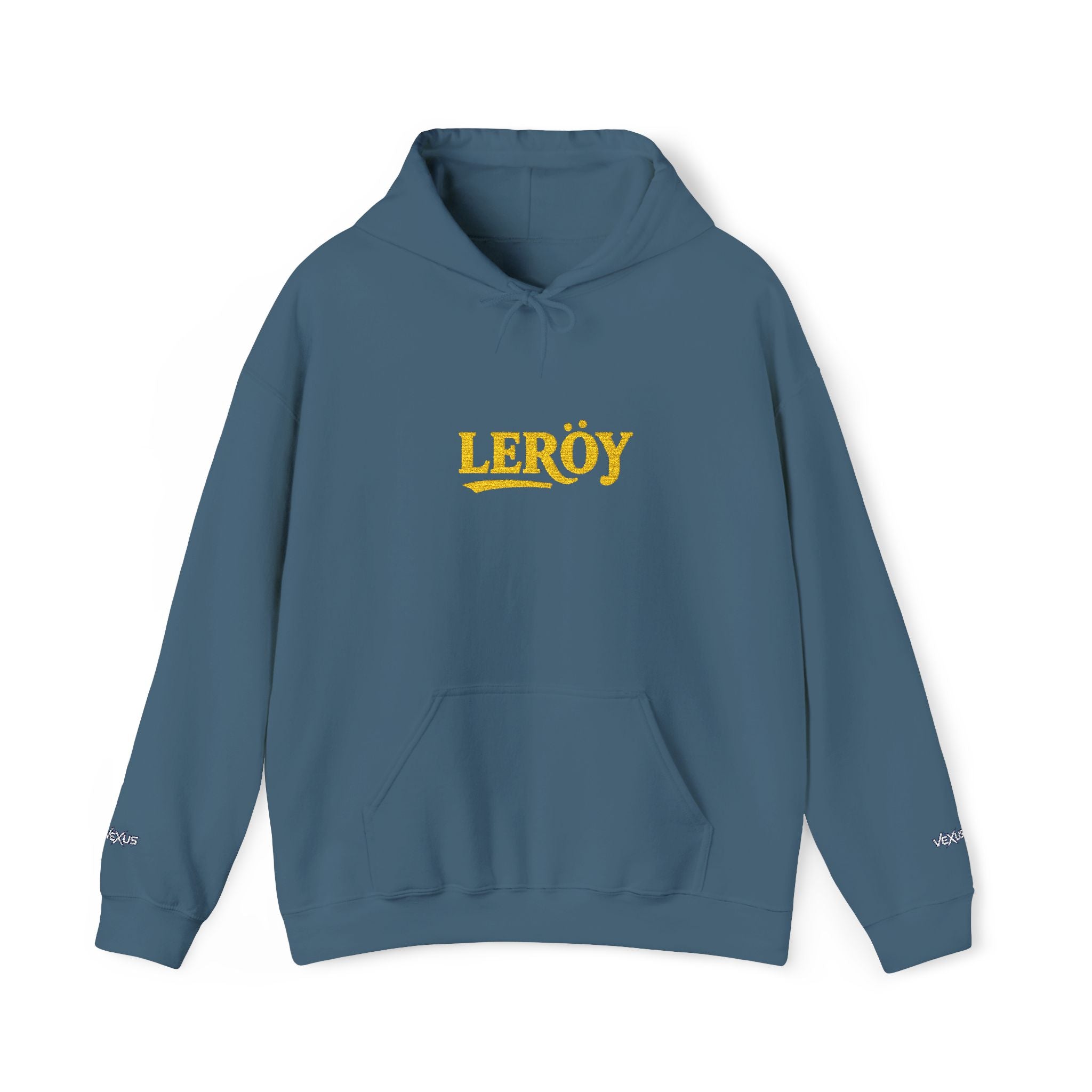 Leroy Floral Script Hoodie — White Cozy Name Graphic Sweatshirt