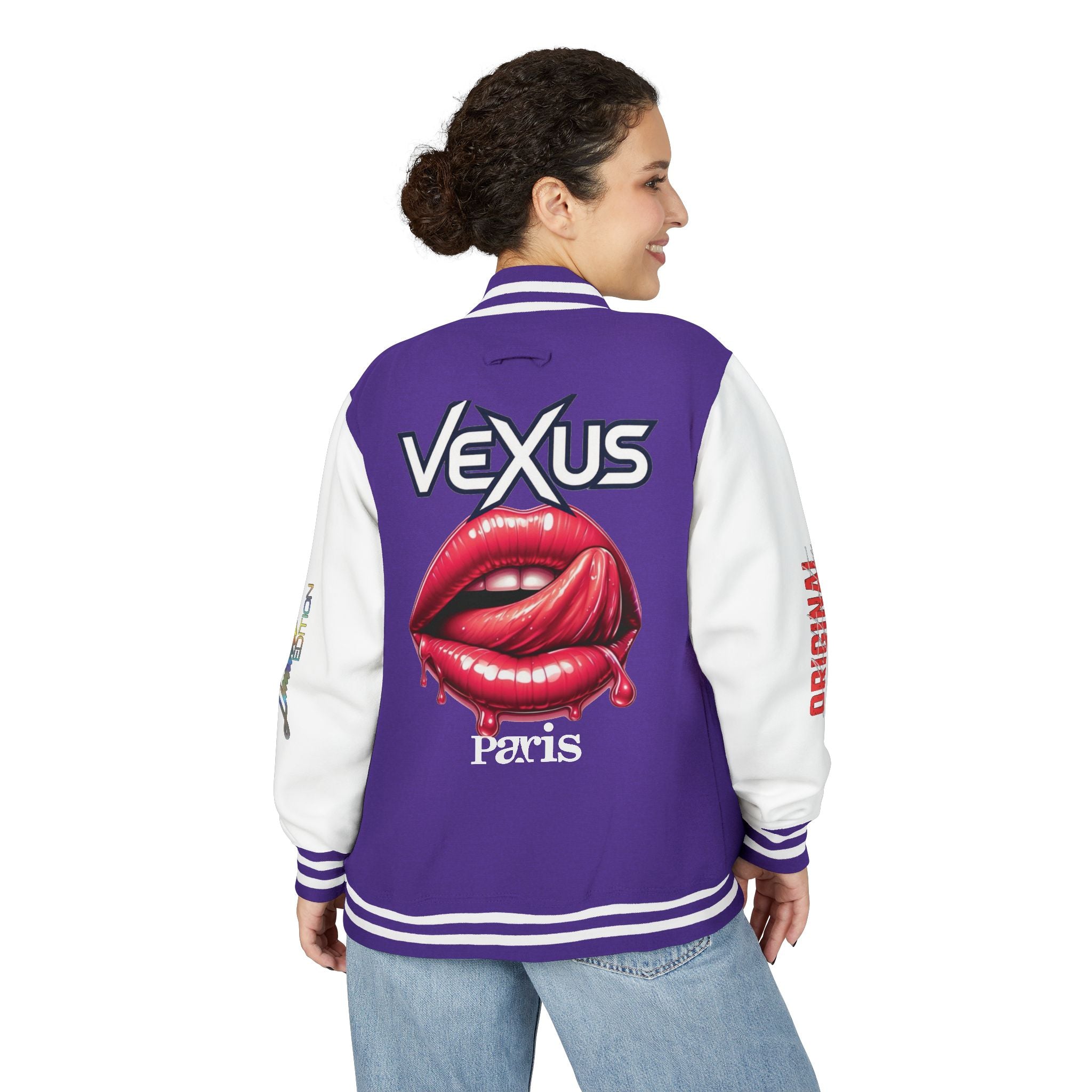 Letterman Jacket — VEXUS Paris Graphic Varsity Jacket with Lip Logo