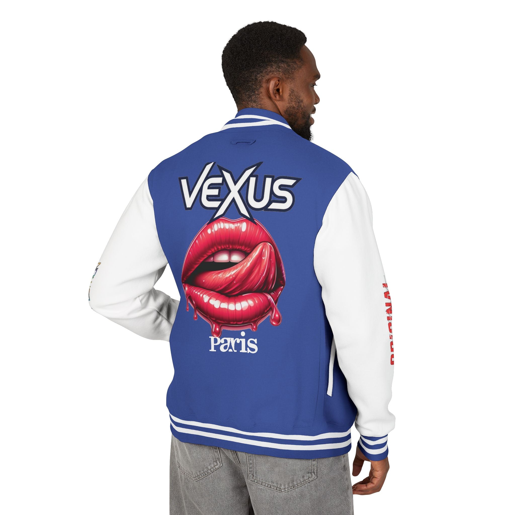Letterman Jacket — VEXUS Paris Graphic Varsity Jacket with Lip Logo