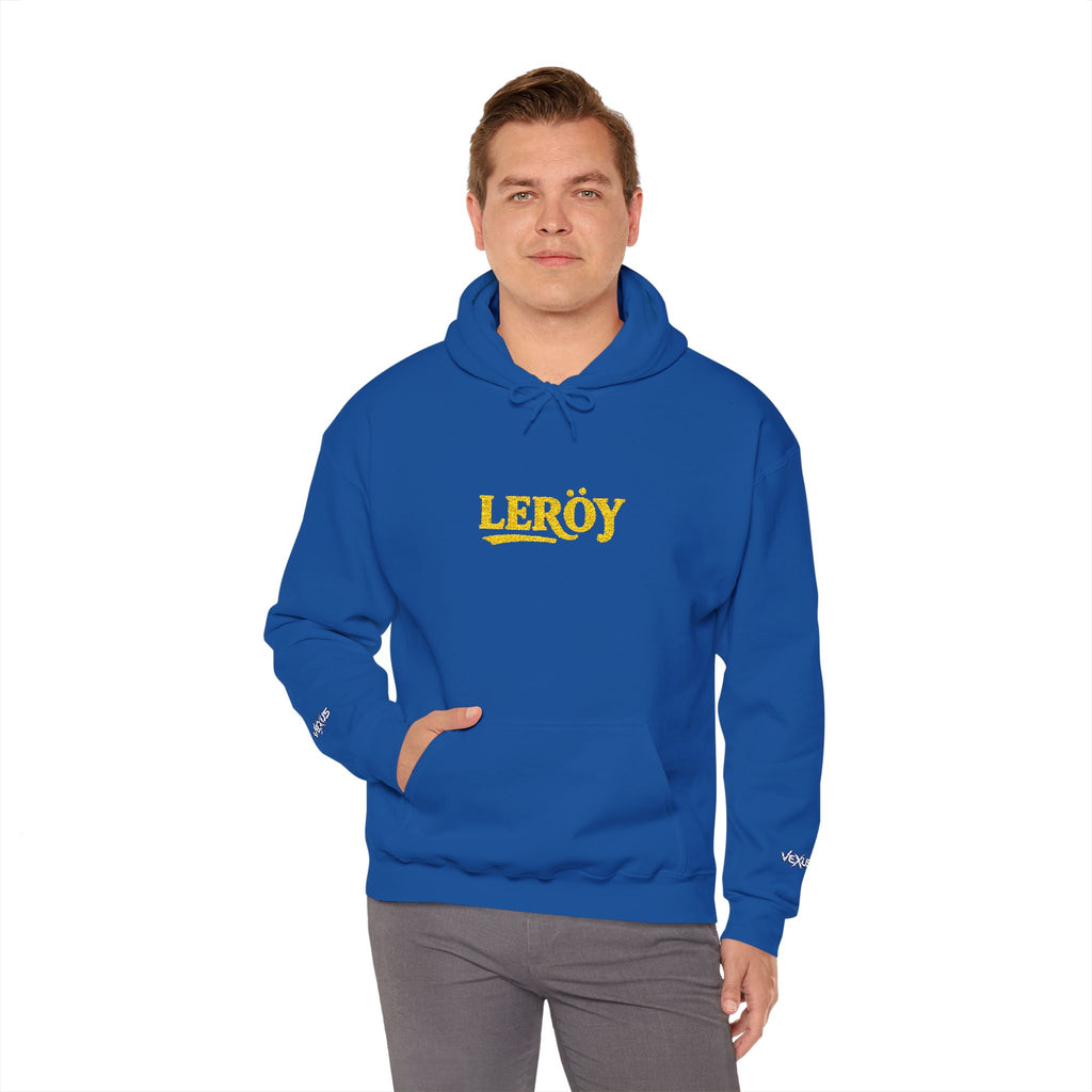 Leroy Floral Script Hoodie — White Cozy Name Graphic Sweatshirt