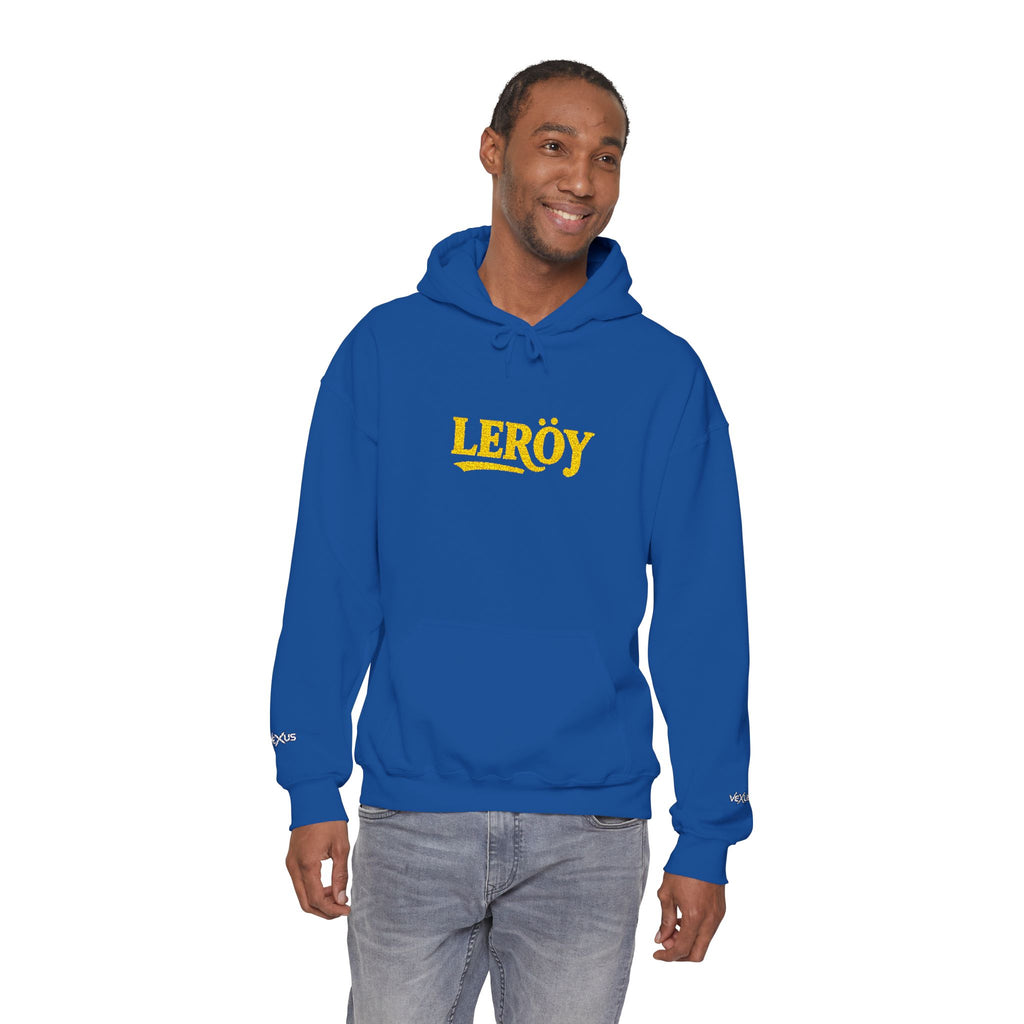 Leroy Floral Script Hoodie — White Cozy Name Graphic Sweatshirt