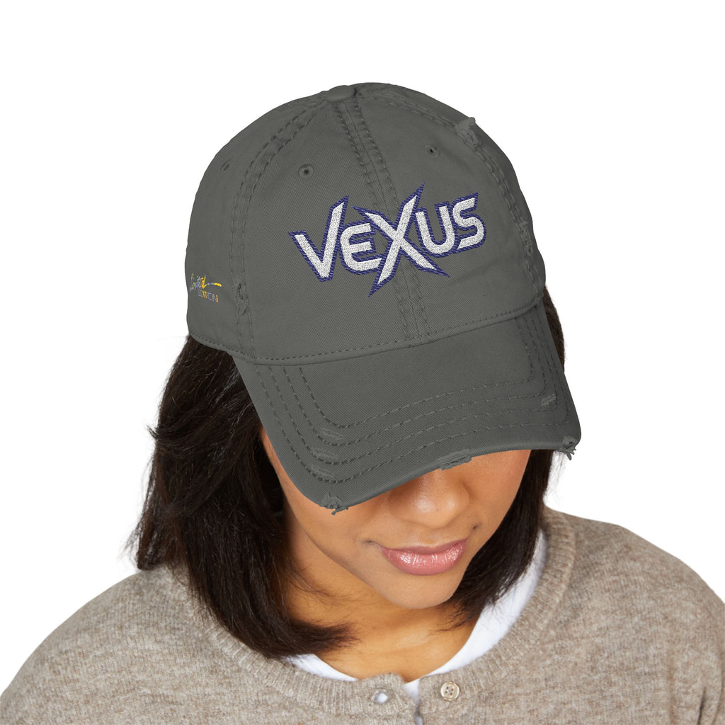Vexus Leroy Distressed Dad Hat - Embroidered Cap for Casual Style