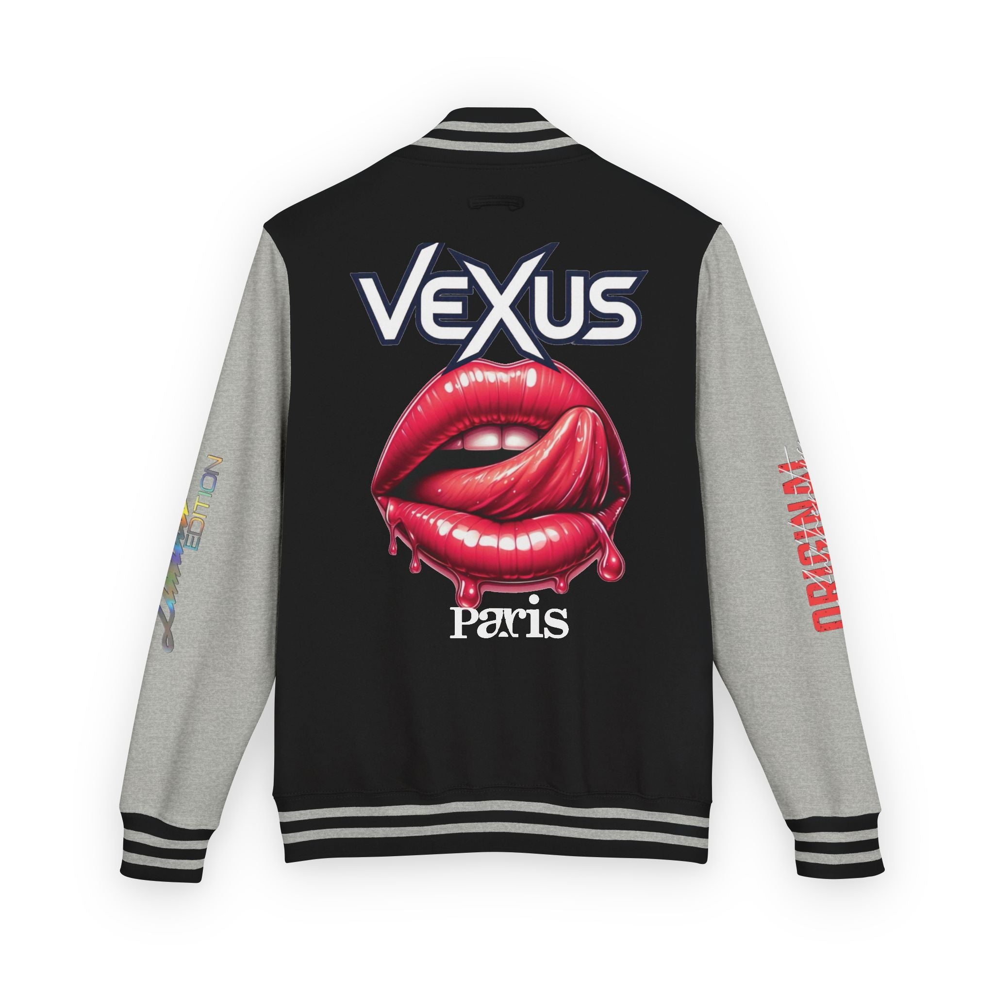 Letterman Jacket — VEXUS Paris Graphic Varsity Jacket with Lip Logo